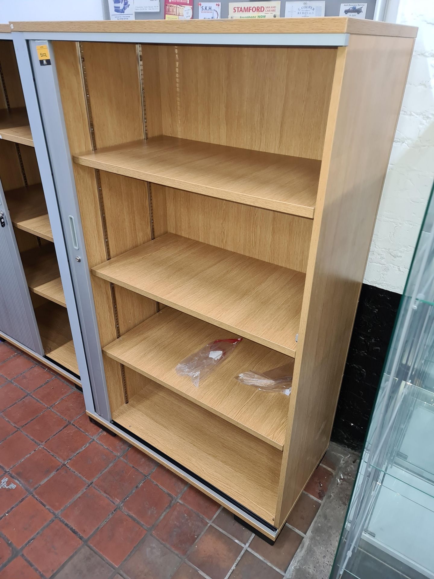 Pair of matching tambour-front office cupboards, one with key & one without - Image 3 of 4