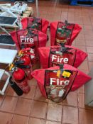 7 off assorted fire extinguishers, of which 5 include a removable cover