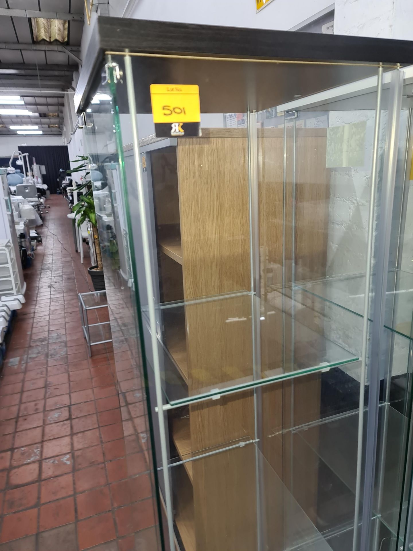 Glass display cabinet - black plinths to top & bottom - Image 2 of 4