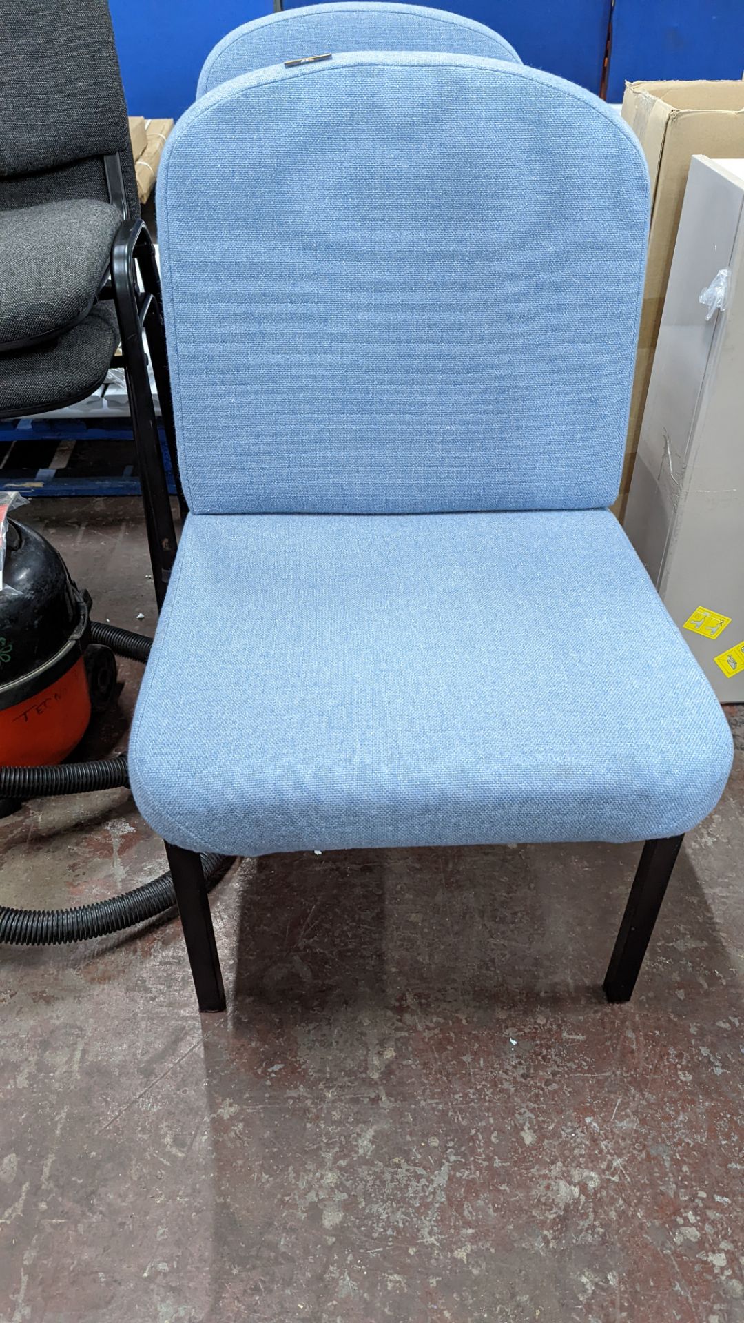 Pair of matching pale blue tweed reception chairs - Image 4 of 5