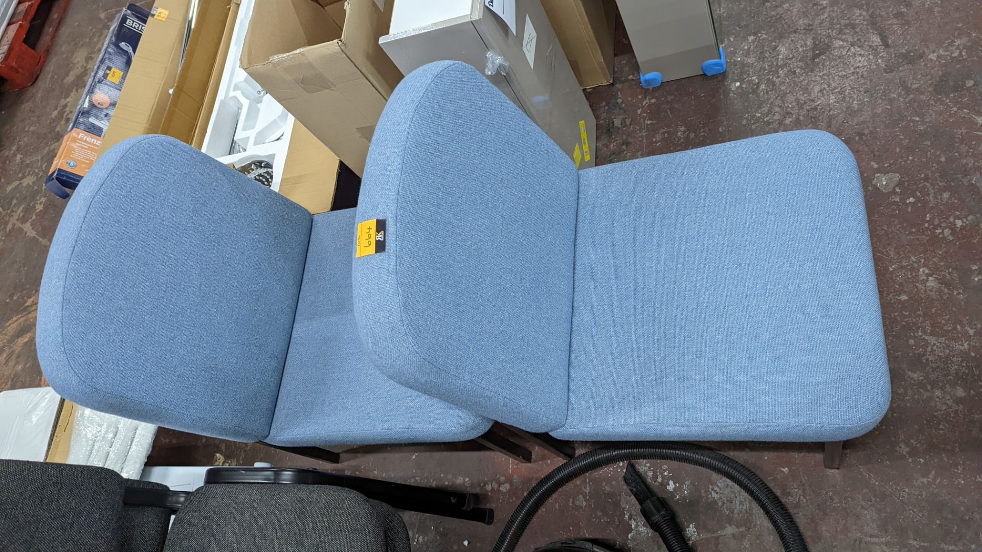 Pair of matching pale blue tweed reception chairs - Image 5 of 5