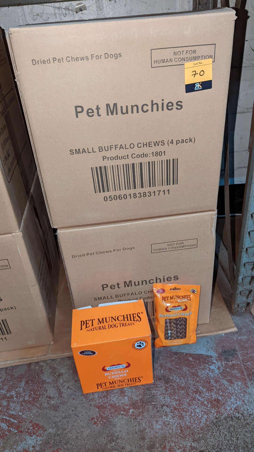 Pet Munchies dried pet chews for dogs. This lot consists of a total of 24 orange retail display box