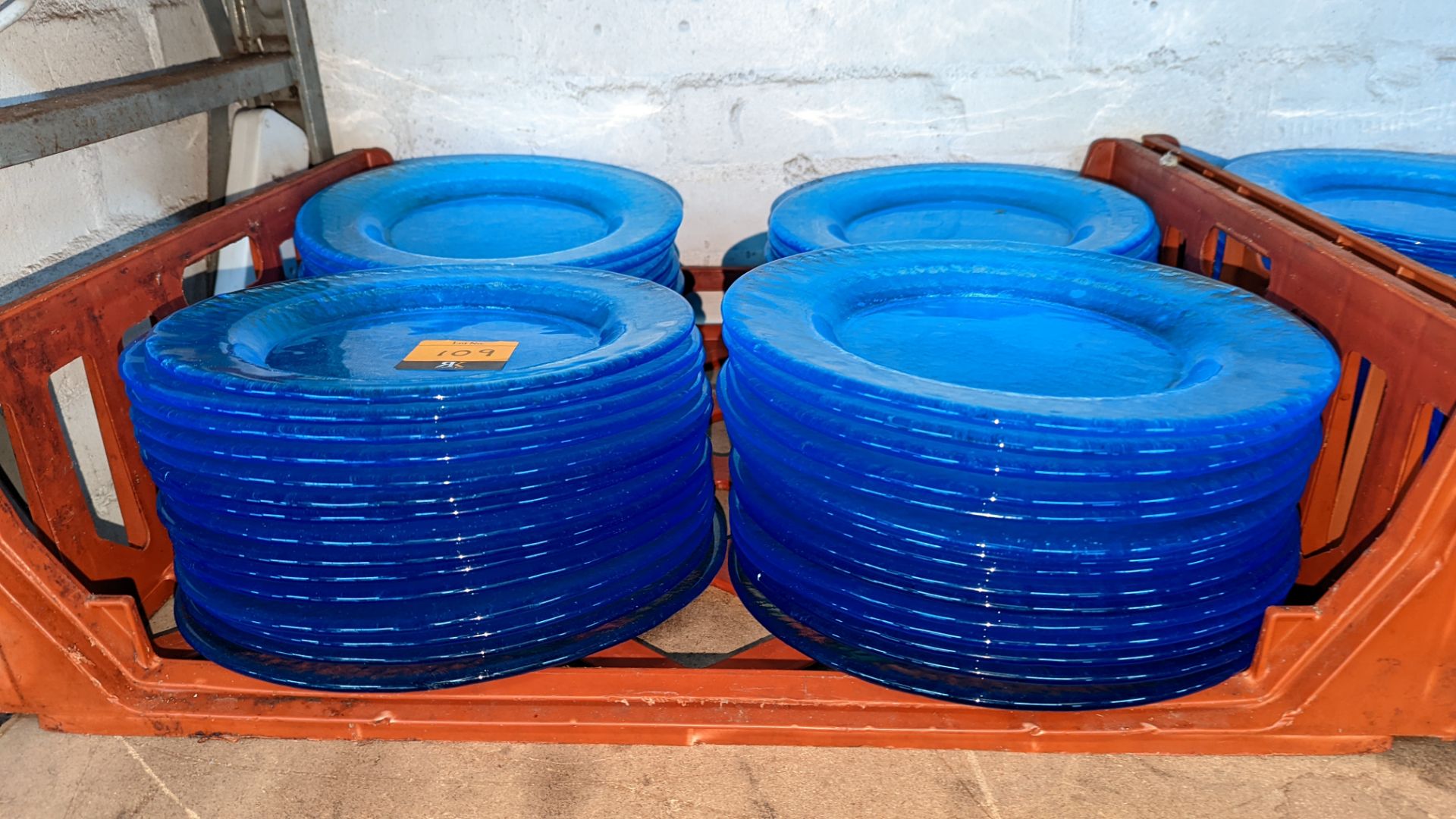 60 off blue glass plates each measuring approximately 26cm diameter - Image 2 of 3