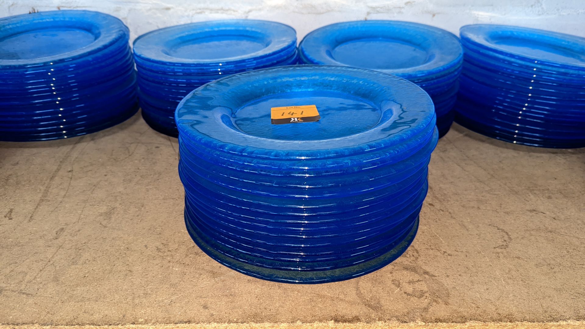 45 off blue glass plates each measuring approximately 275mm diameter (3 stacks) - Image 2 of 3