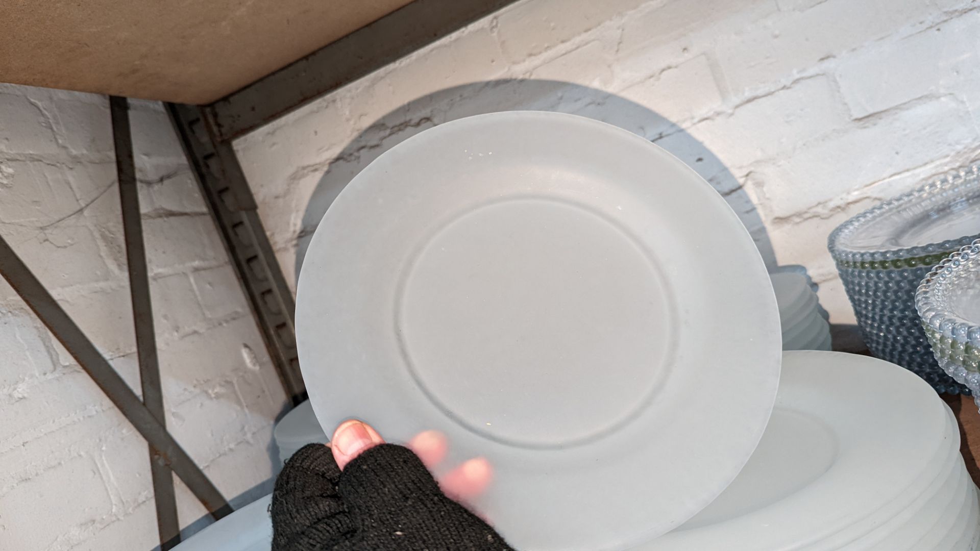 65 off opaque colourless glass plates each measuring approximately 27cm diameter - Image 3 of 3