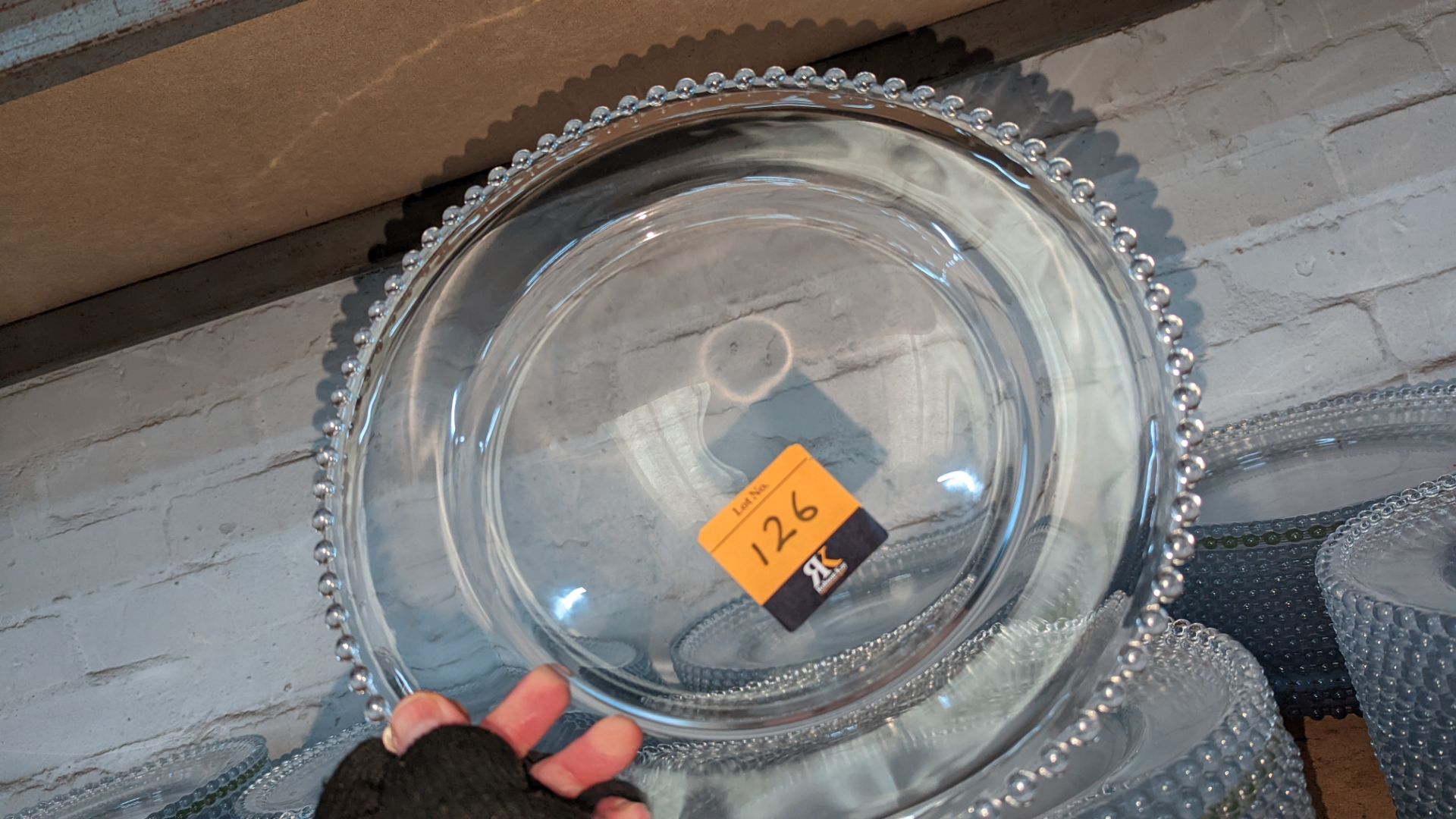 30 off glass plates each measuring approximately 32cm diameter. All the plates have a beading effec - Image 3 of 3