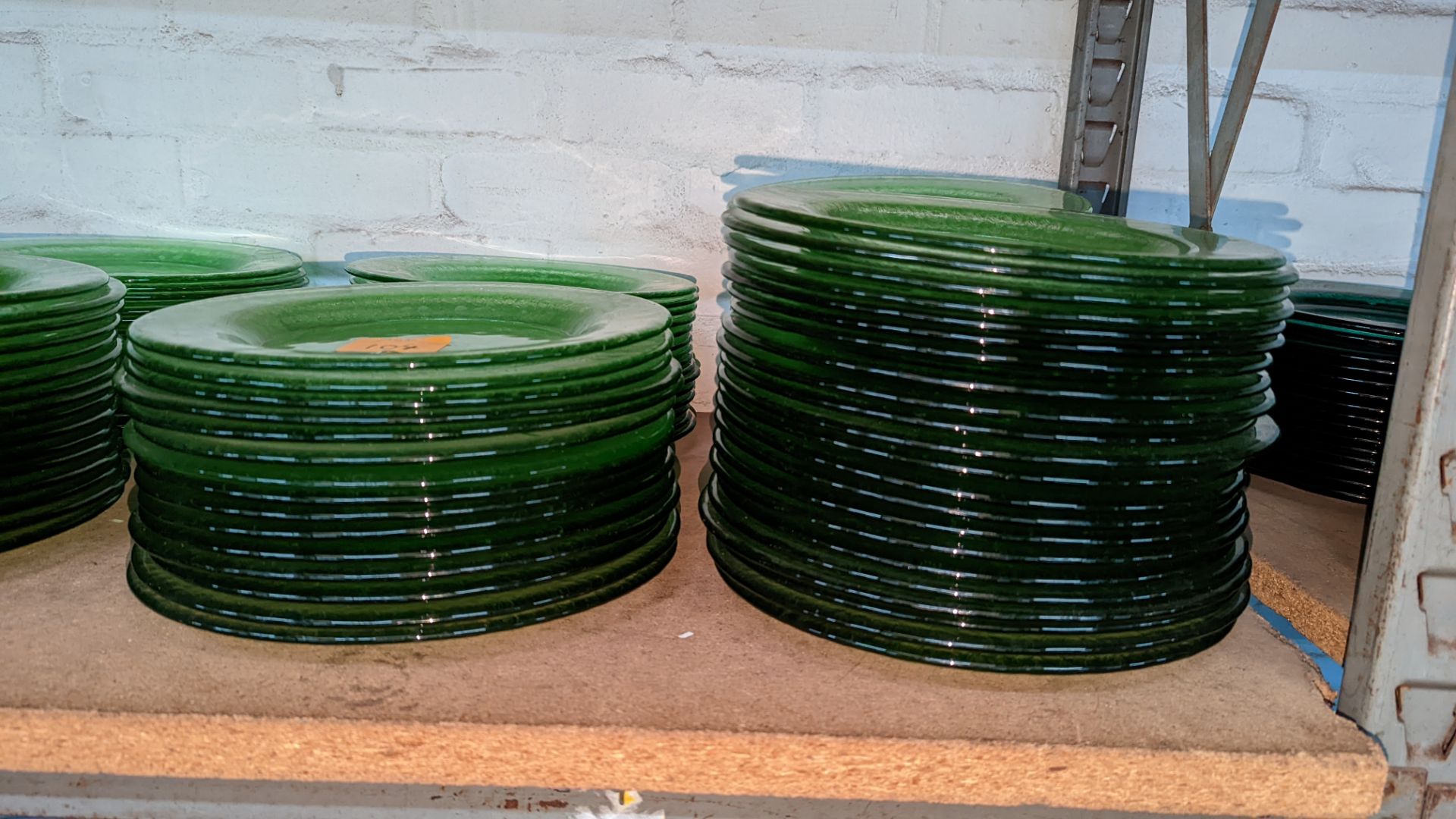 75 off green glass plates each measuring approximately 27cm diameter - Image 2 of 3