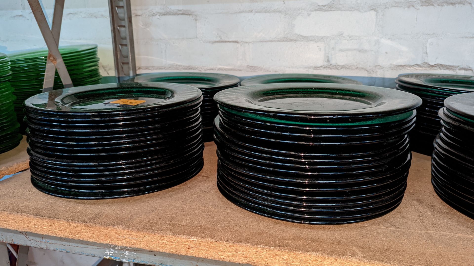 60 off dark green glass plates each measuring approximately 27cm diameter - Image 2 of 3