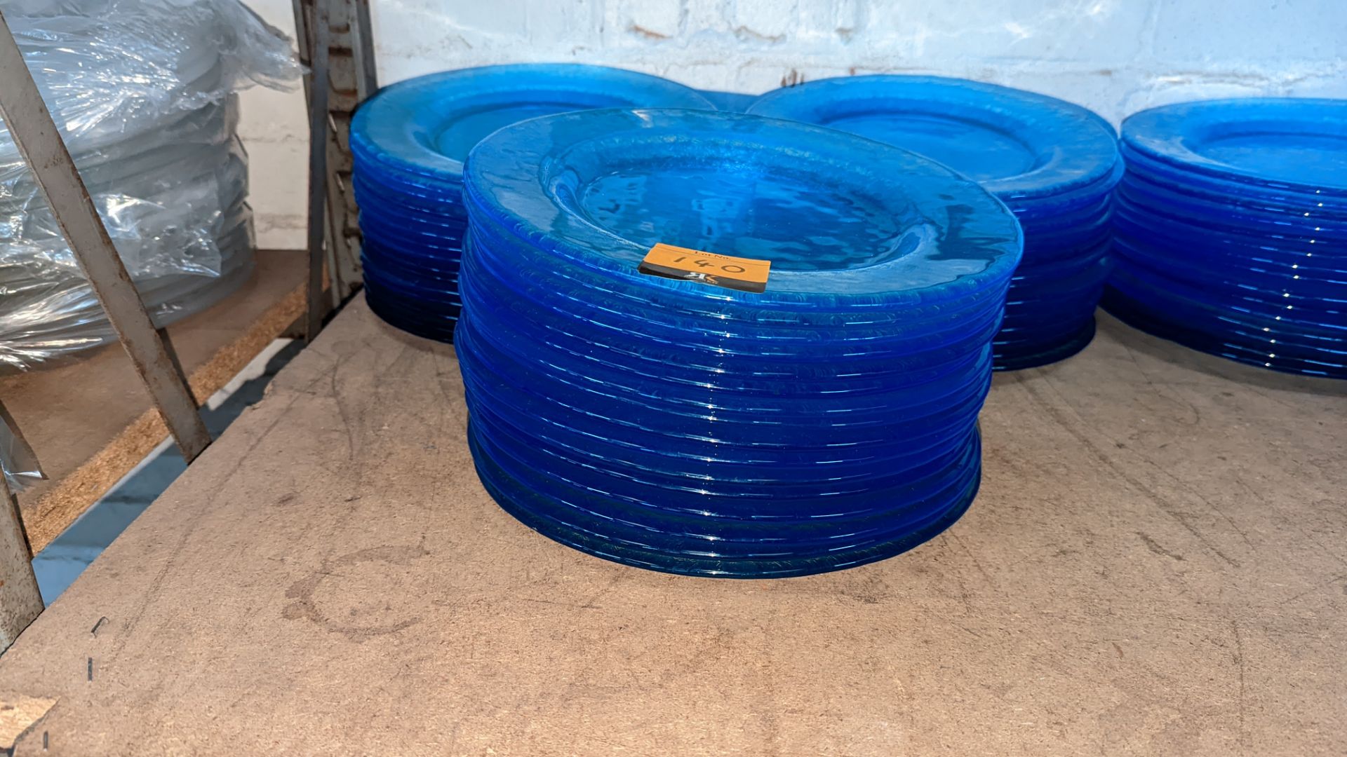 45 off blue glass plates each measuring approximately 275mm diameter (3 stacks) - Image 2 of 3