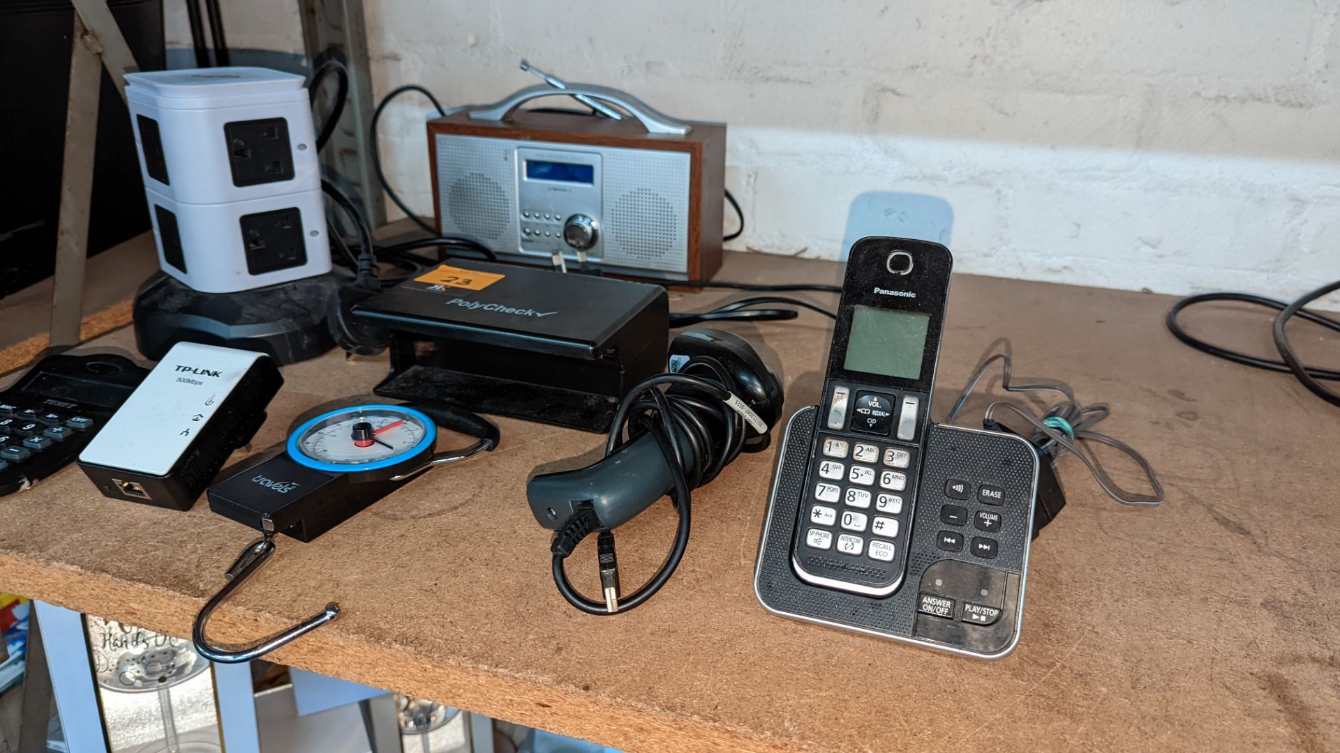 Mixed lot including hand-held barcode reader, Travels scales, Powerline adaptor, DAB radio, note det - Image 8 of 8