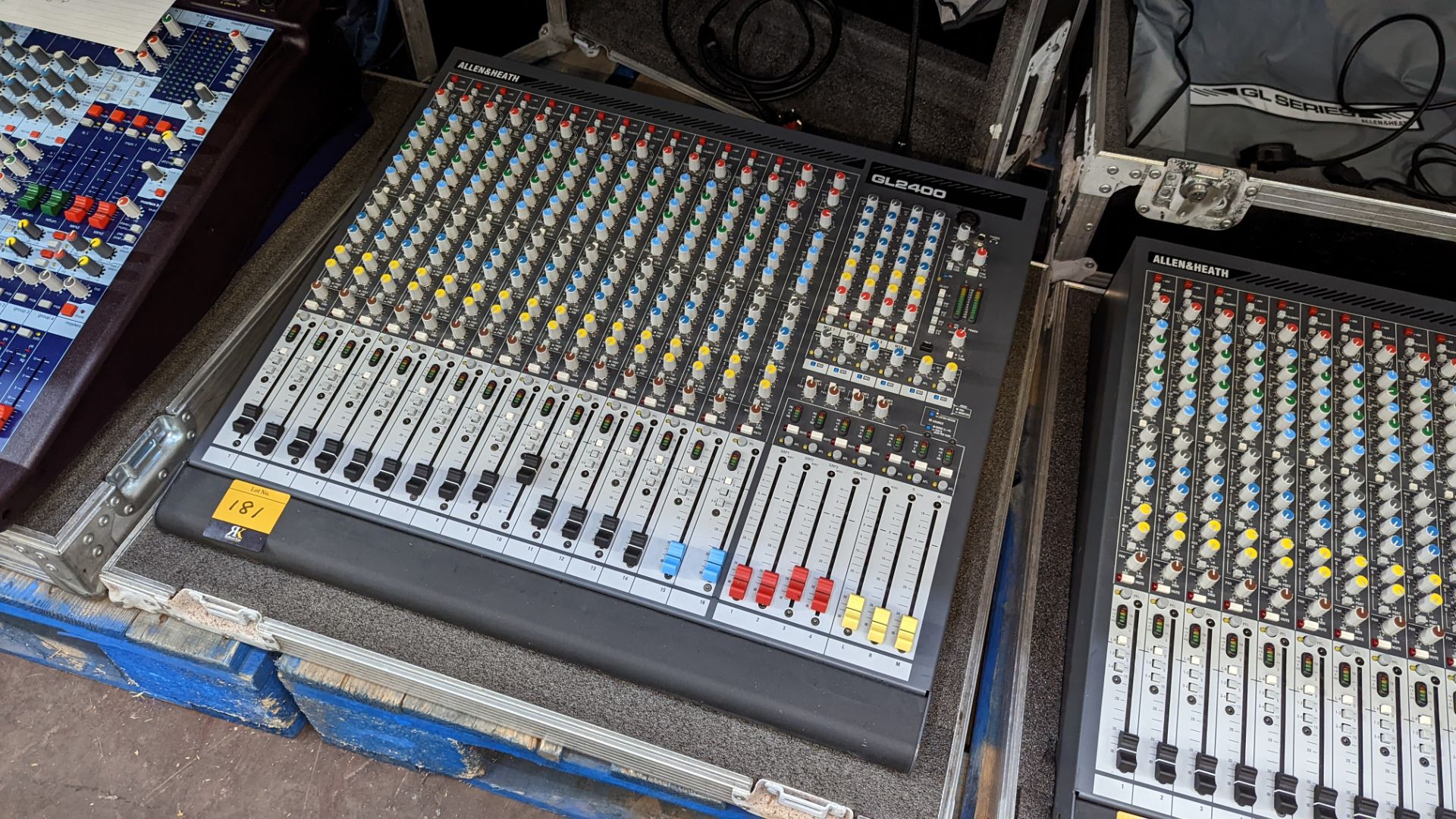 Allen & Heath audio mixing desk model GL2400, 16 channel, 4 Group, including light, dust cover & fli - Image 8 of 14