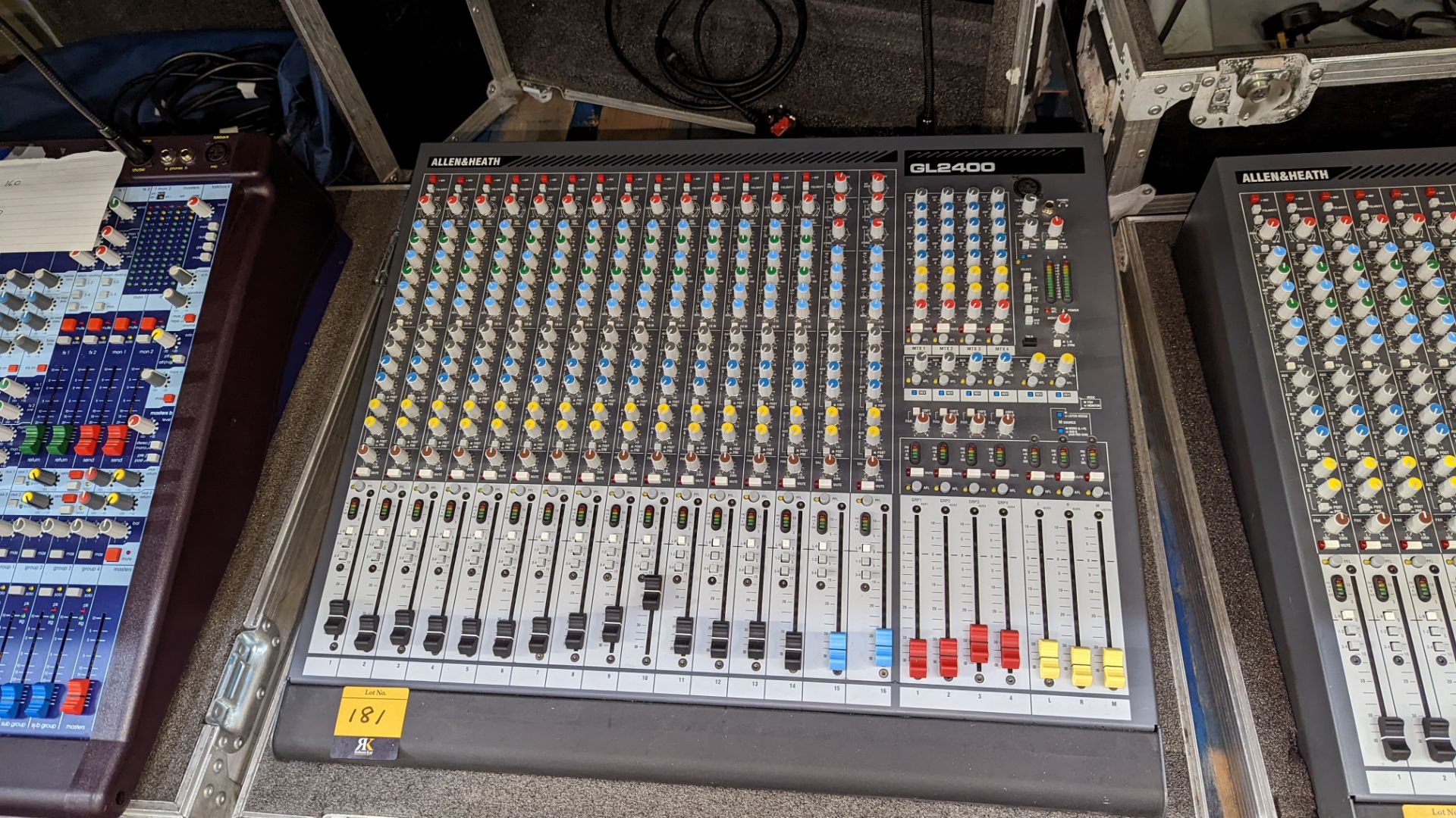Allen & Heath audio mixing desk model GL2400, 16 channel, 4 Group, including light, dust cover & fli - Image 6 of 14