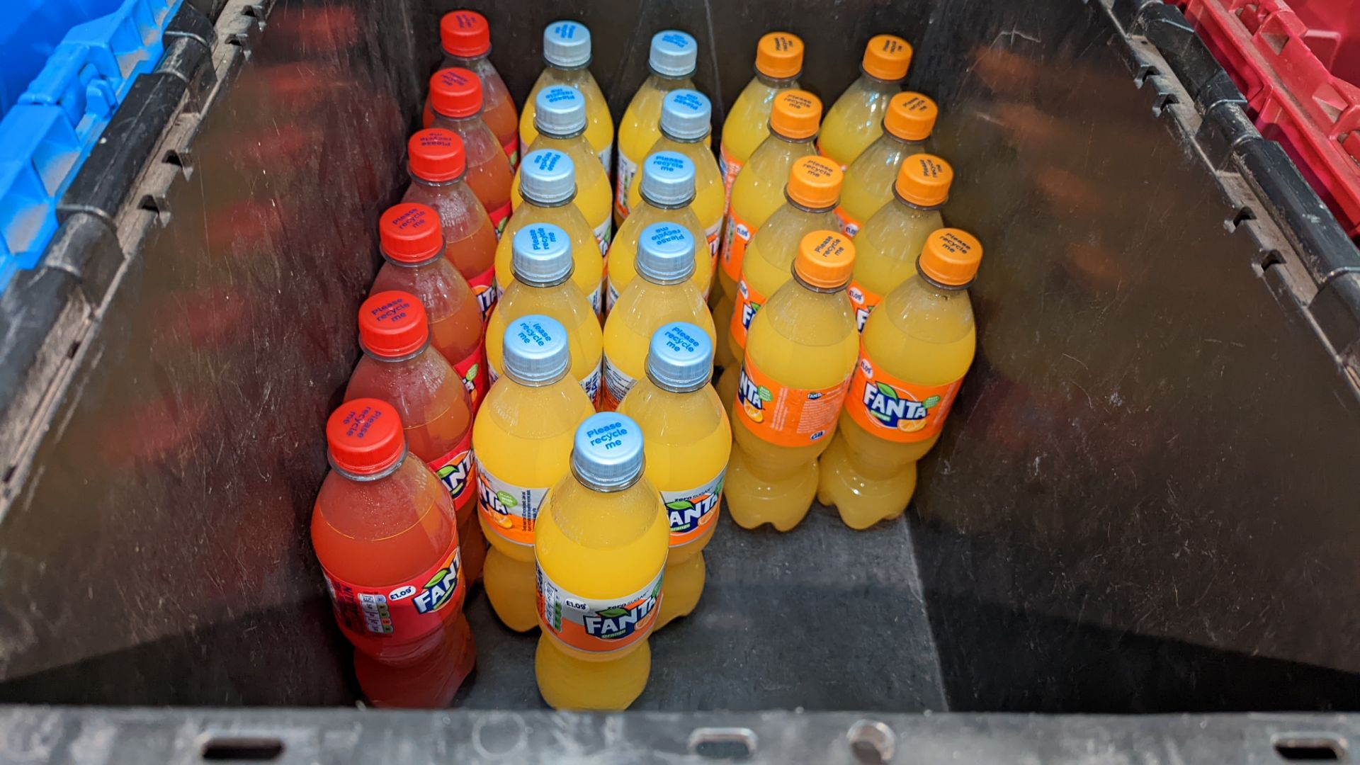 Contents of 4 crates of assorted soft drinks including Oasis, Fanta, Volvic & more - approx. 96 asso - Image 6 of 8