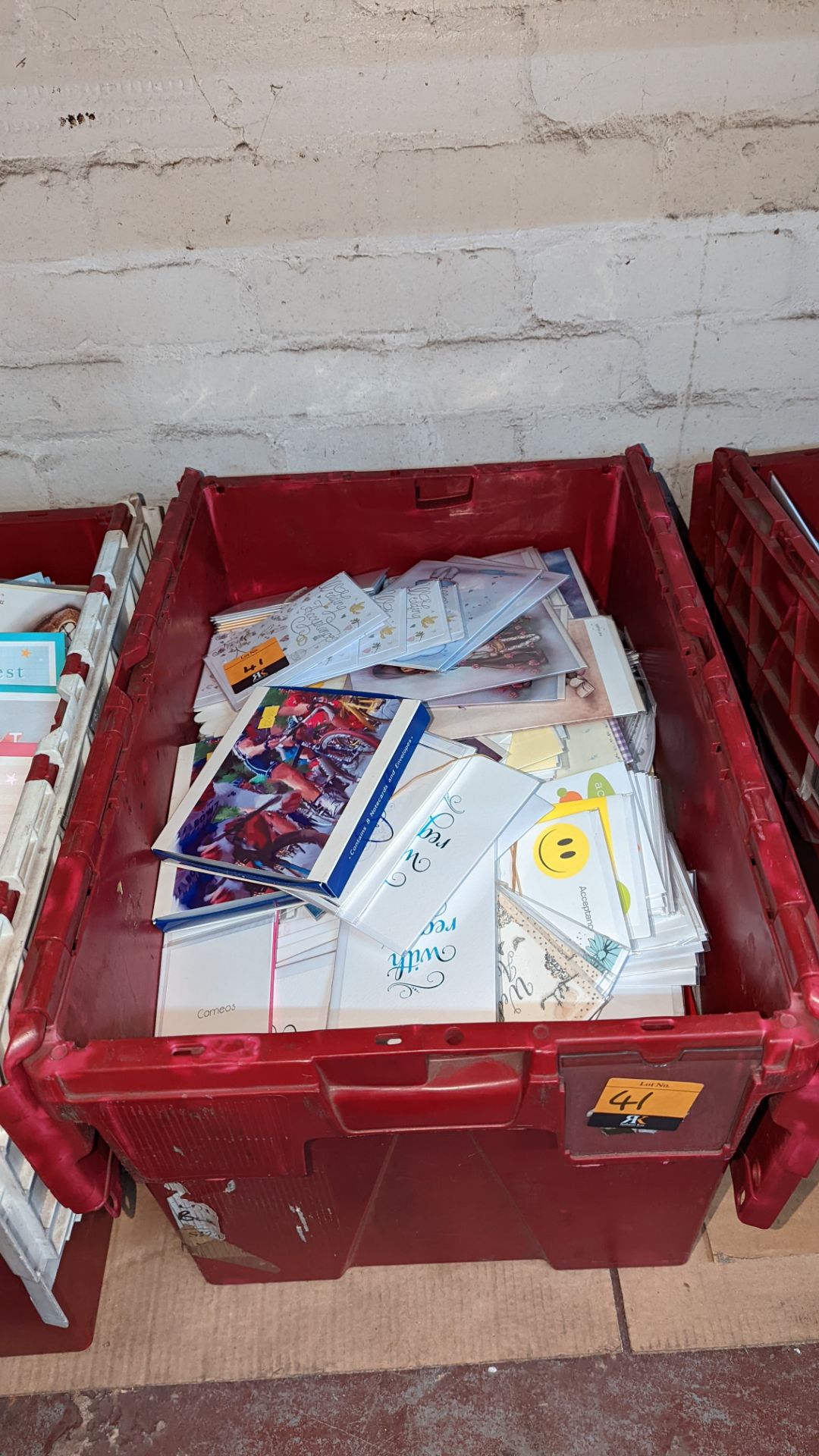 Contents of a crate of greetings cards - crate excluded