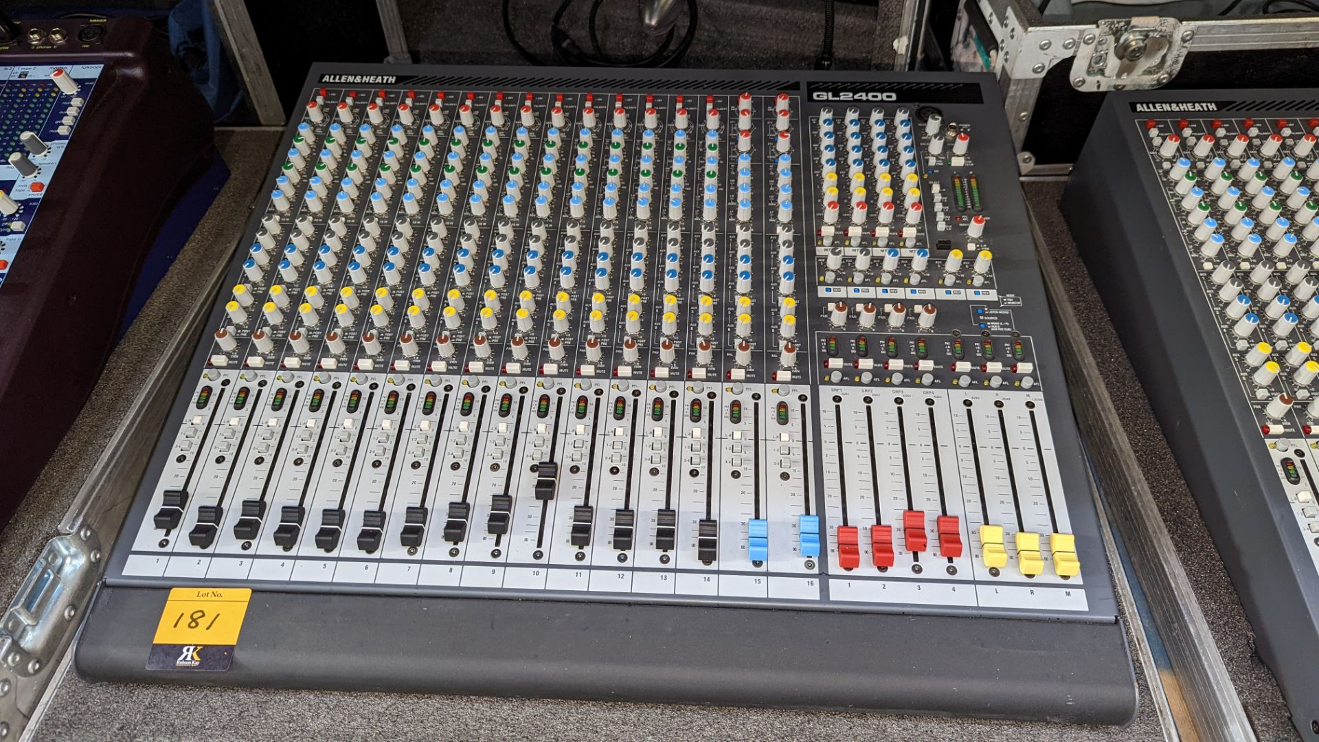 Allen & Heath audio mixing desk model GL2400, 16 channel, 4 Group, including light, dust cover & fli - Image 5 of 14