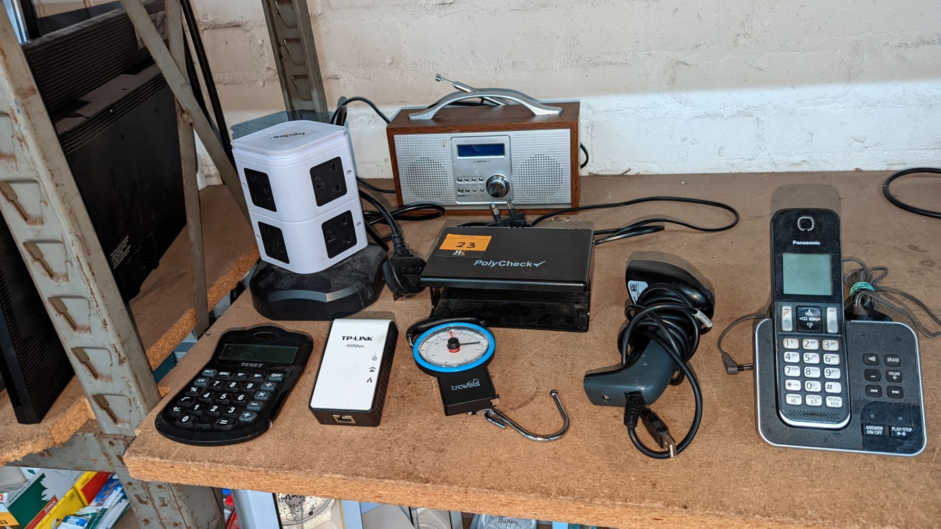 Mixed lot including hand-held barcode reader, Travels scales, Powerline adaptor, DAB radio, note det - Image 2 of 8
