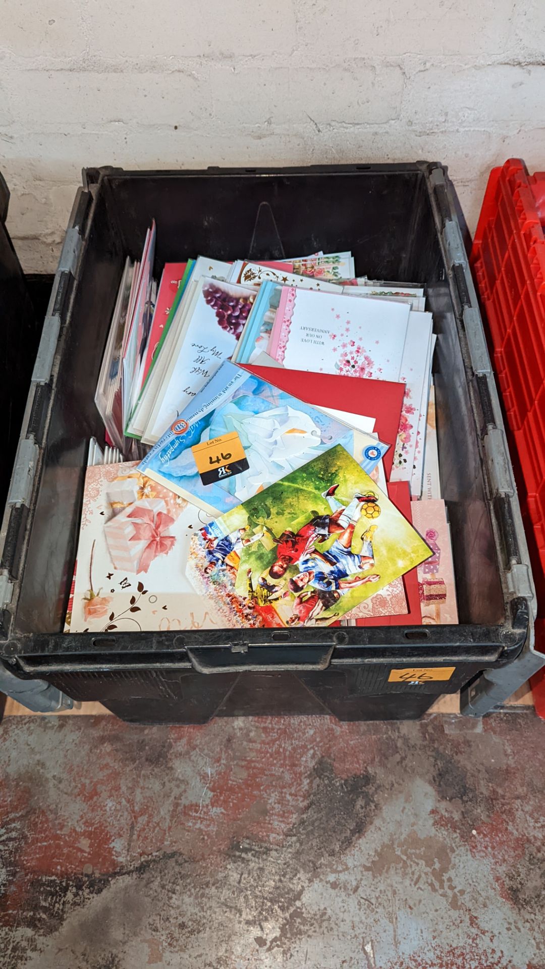 Contents of a crate of greetings cards - crate excluded