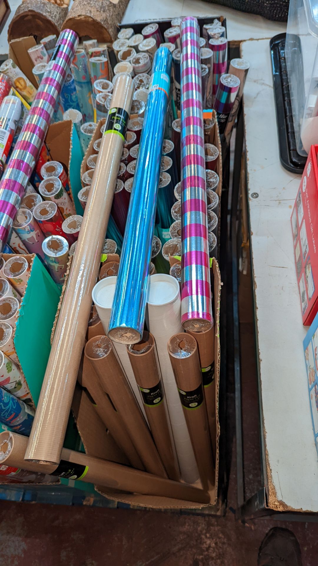 3 dispensers & their contents of gift wrap & paper roll - approx. 78 rolls of gift wrap in total - Image 4 of 6