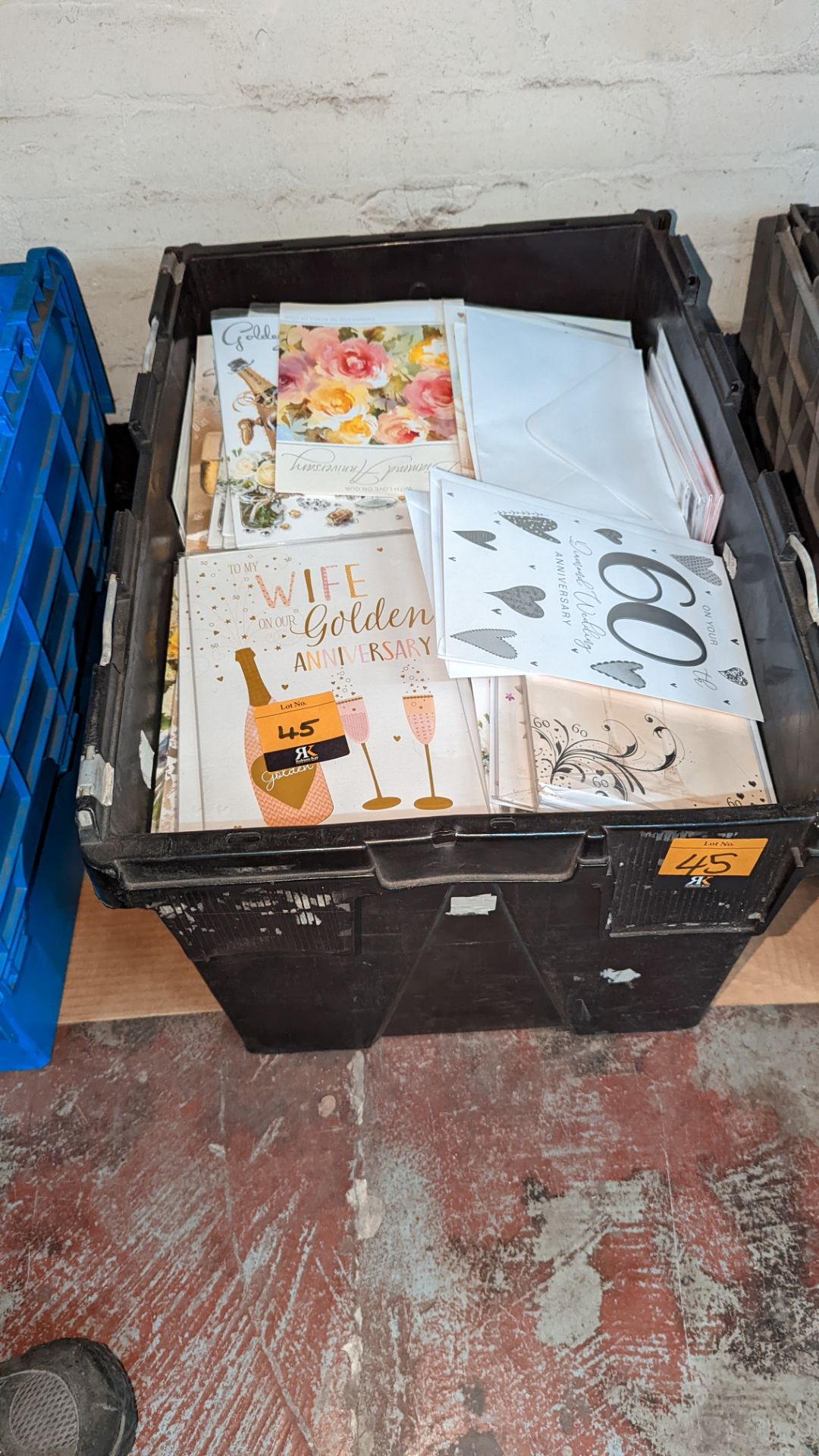 Contents of a crate of greetings cards - crate excluded