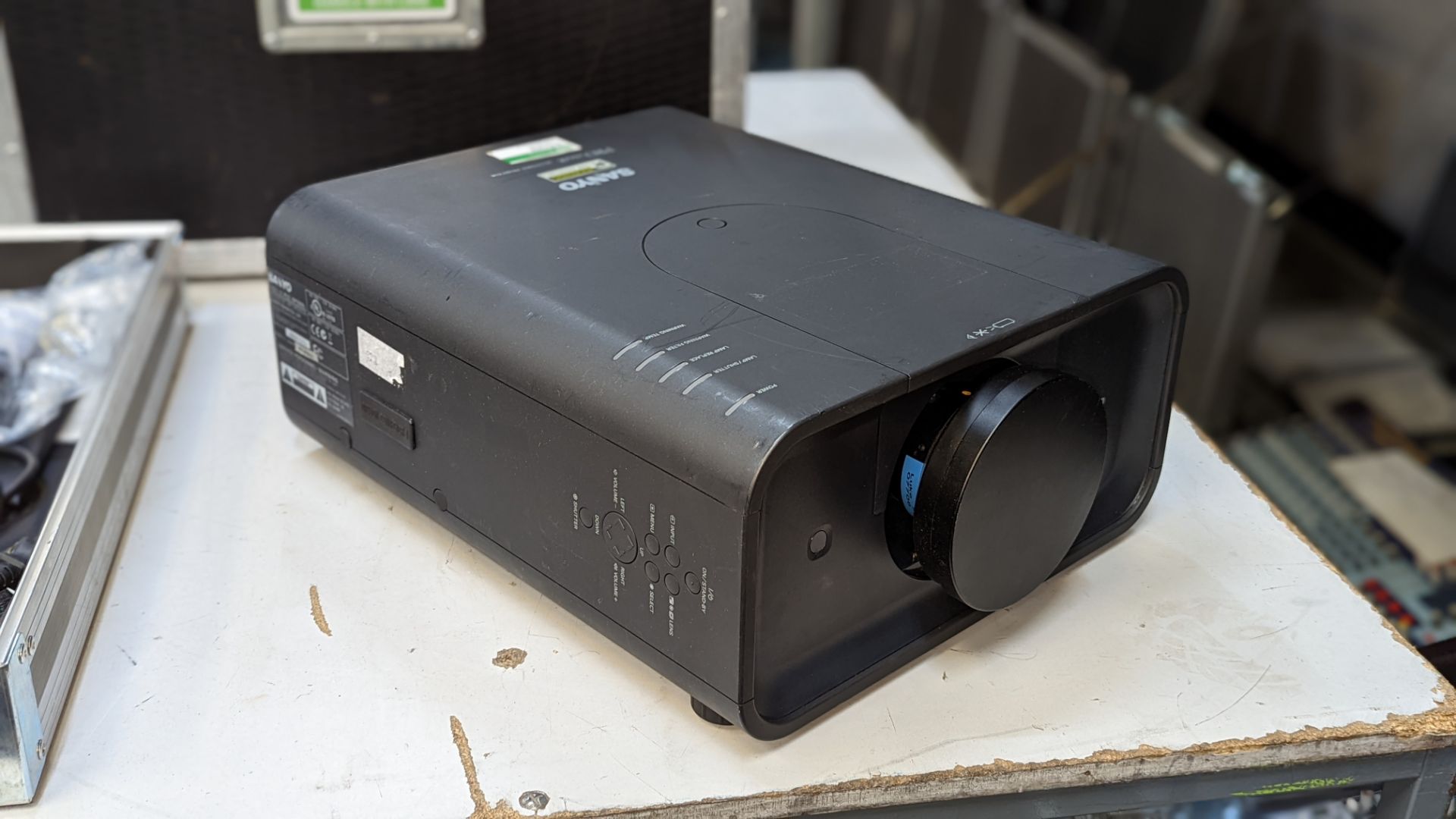 Sanyo PLC model XP-200 LCD projector fitted with 0.8:1 short throw lens. Includes remote & flight ca - Image 4 of 13
