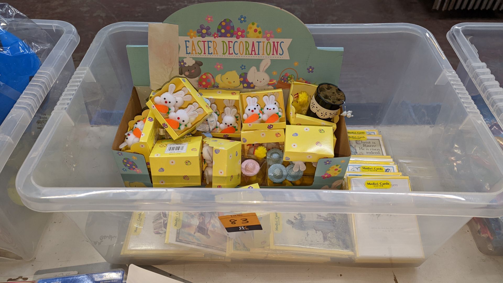 Contents of a crate of Easter decorations & cards - crate excluded