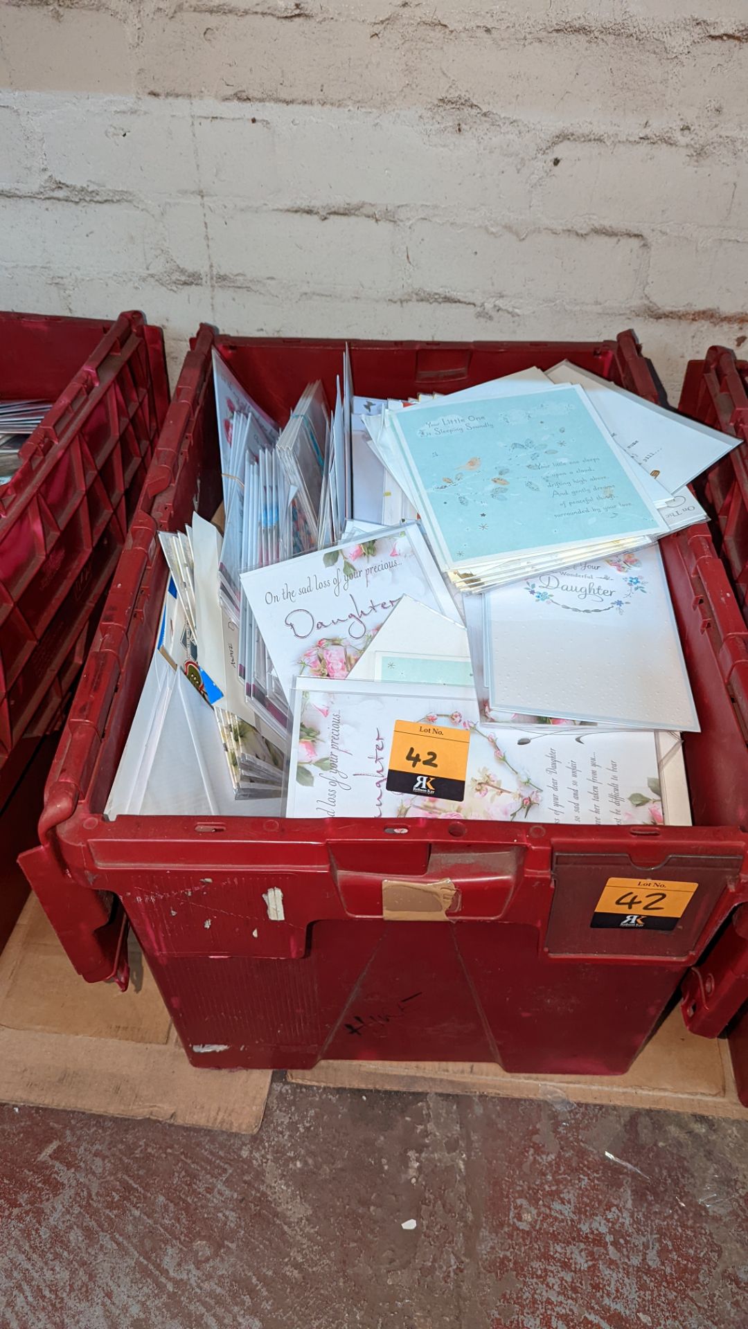 Contents of a crate of greetings cards - crate excluded