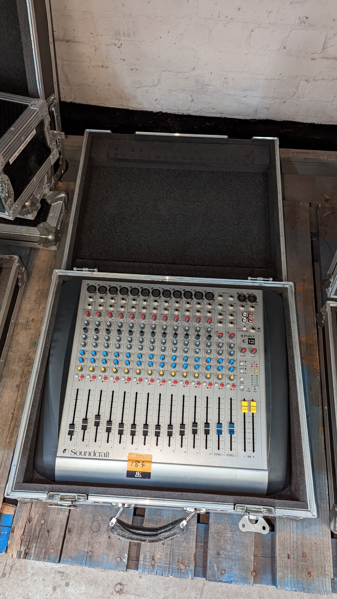 Soundcraft Spirit E12 mixing desk with flight case