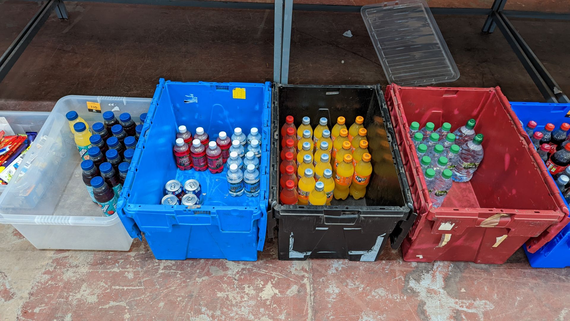 Contents of 4 crates of assorted soft drinks including Oasis, Fanta, Volvic & more - approx. 96 asso - Image 2 of 8