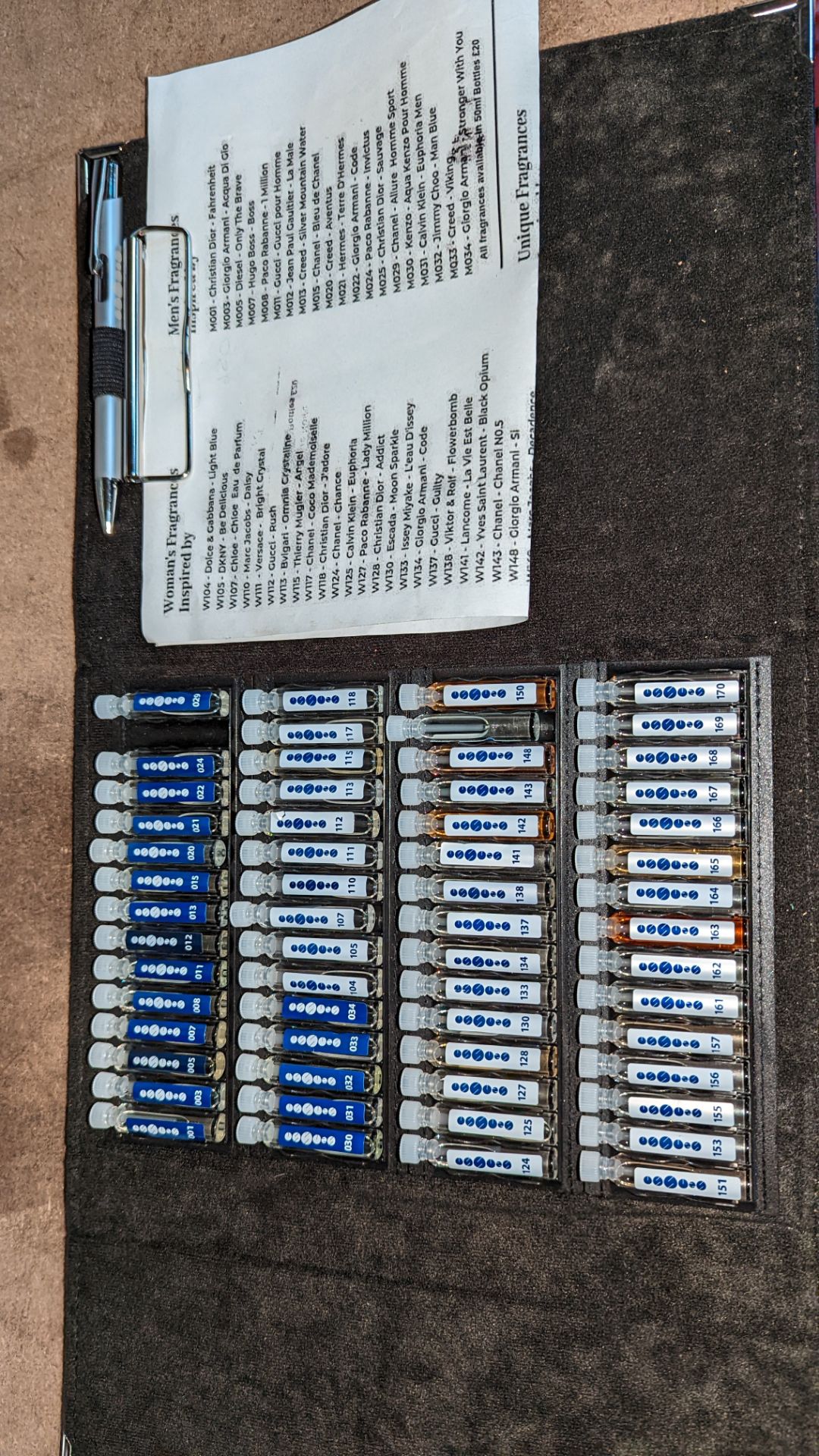 Essens samples case. This lot comprises 59 sample bottles plus index card, in presentation wallet - Image 3 of 5