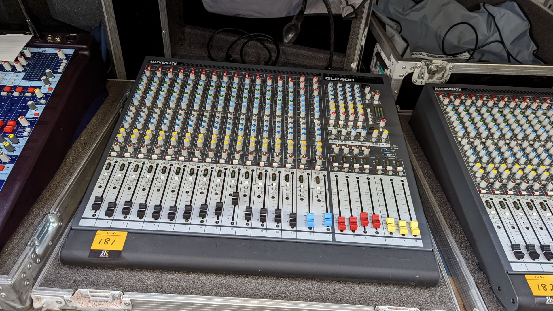 Allen & Heath audio mixing desk model GL2400, 16 channel, 4 Group, including light, dust cover & fli - Image 4 of 14