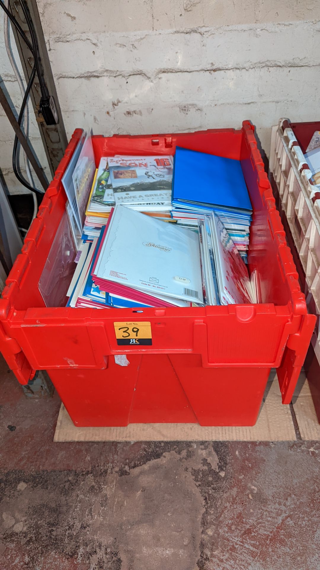 Contents of a crate of greetings cards - crate excluded