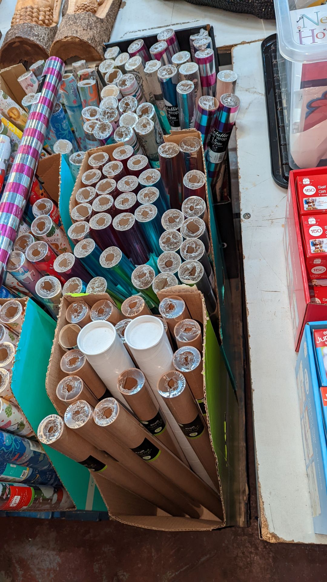 3 dispensers & their contents of gift wrap & paper roll - approx. 78 rolls of gift wrap in total - Image 3 of 6