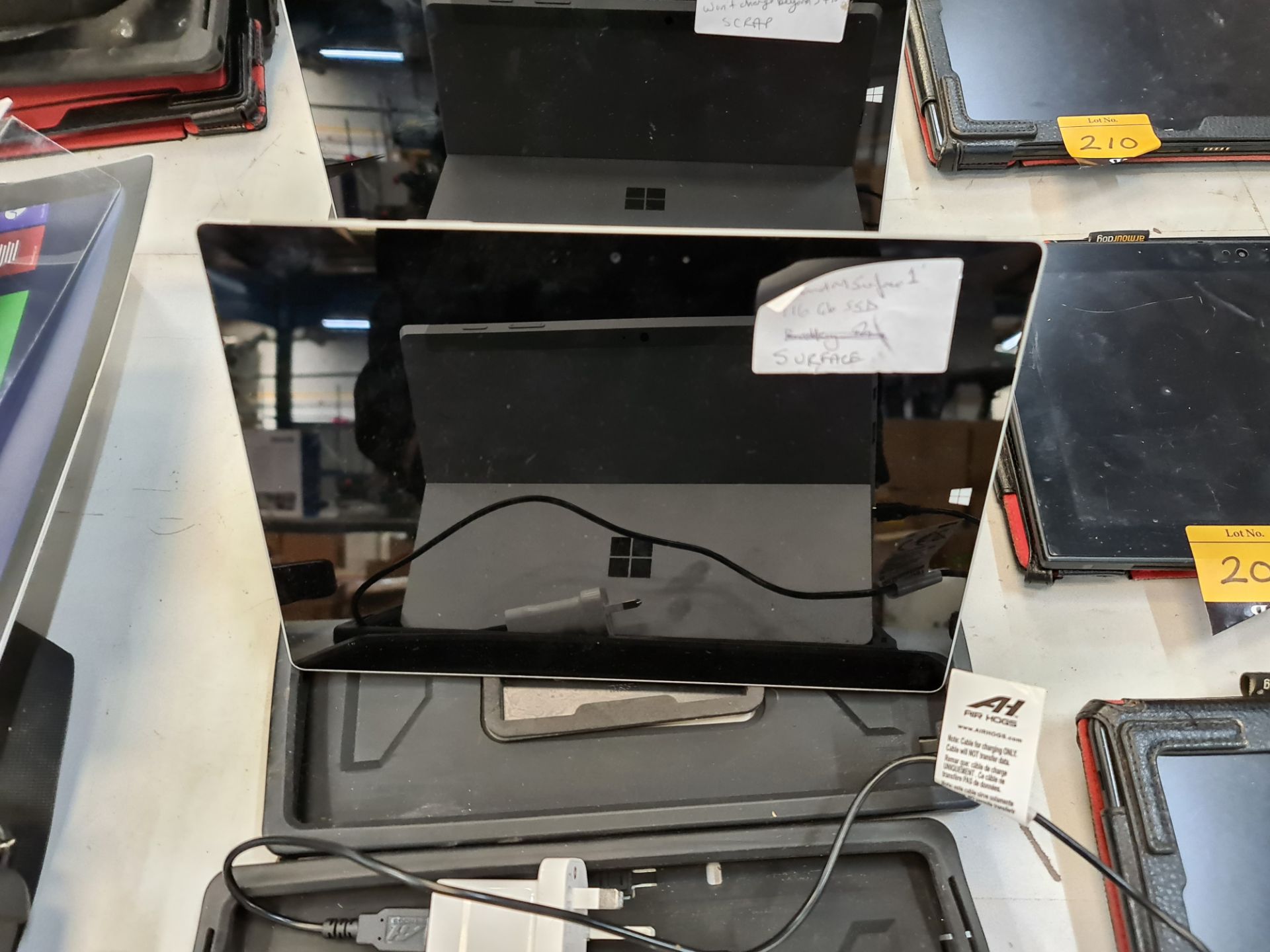 2 off Microsoft Surface tablets, Intel Atom X7Z7800, RAM 4GB, 120GB SSD, each with case, charging ca - Image 3 of 5