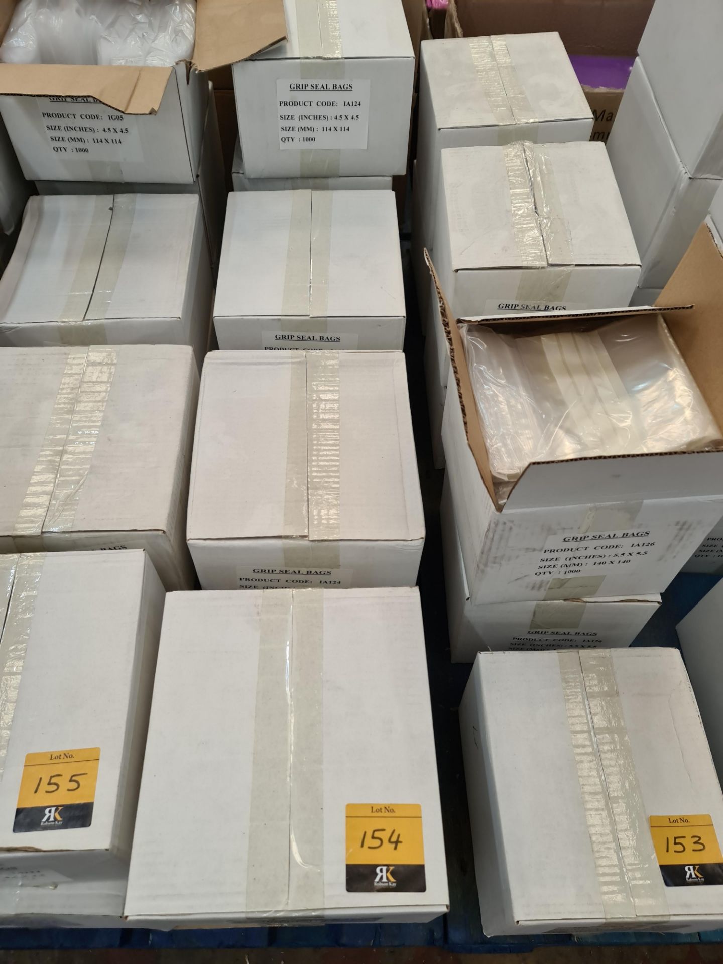 9 boxes of Grip Seal bags - each box contains 1,000 114 x 114mm bags