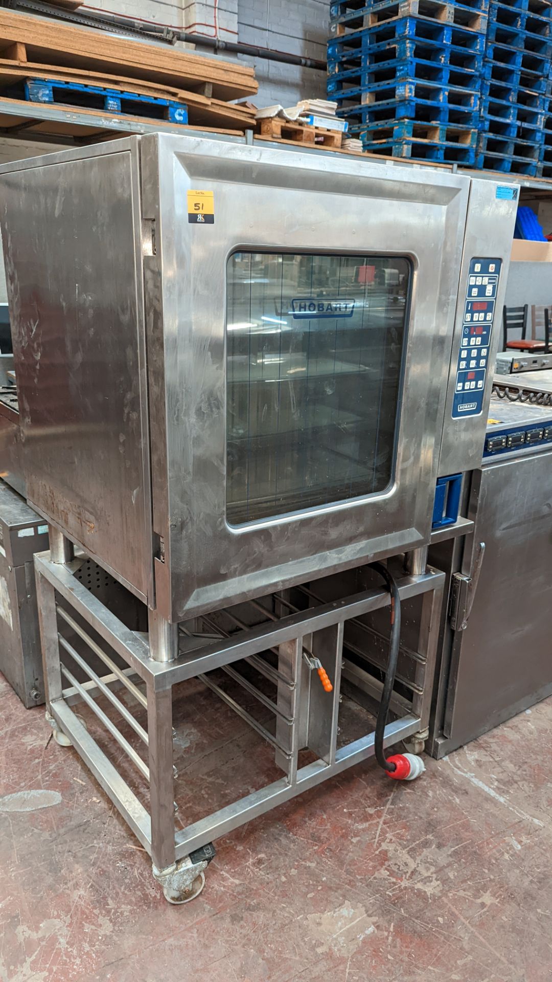 Hobart stainless steel large commercial oven on mobile stand