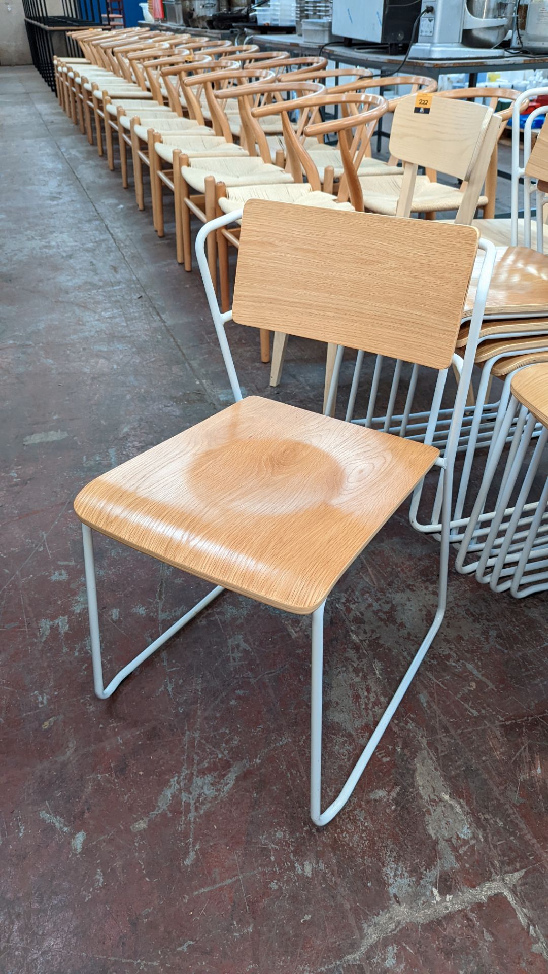 10 off matching stacking chairs comprising white metal frames & wooden backs/bases - Image 5 of 5
