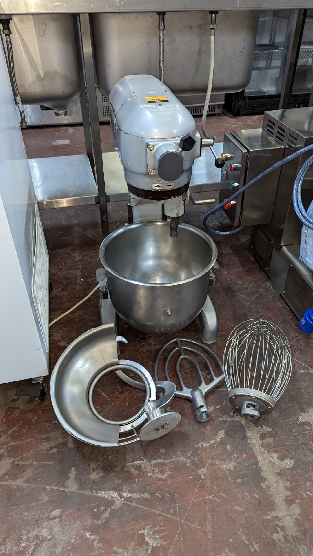 Hobart commercial mixer incorporating removable bowl, guard & 3 assorted paddle/mixer attachments