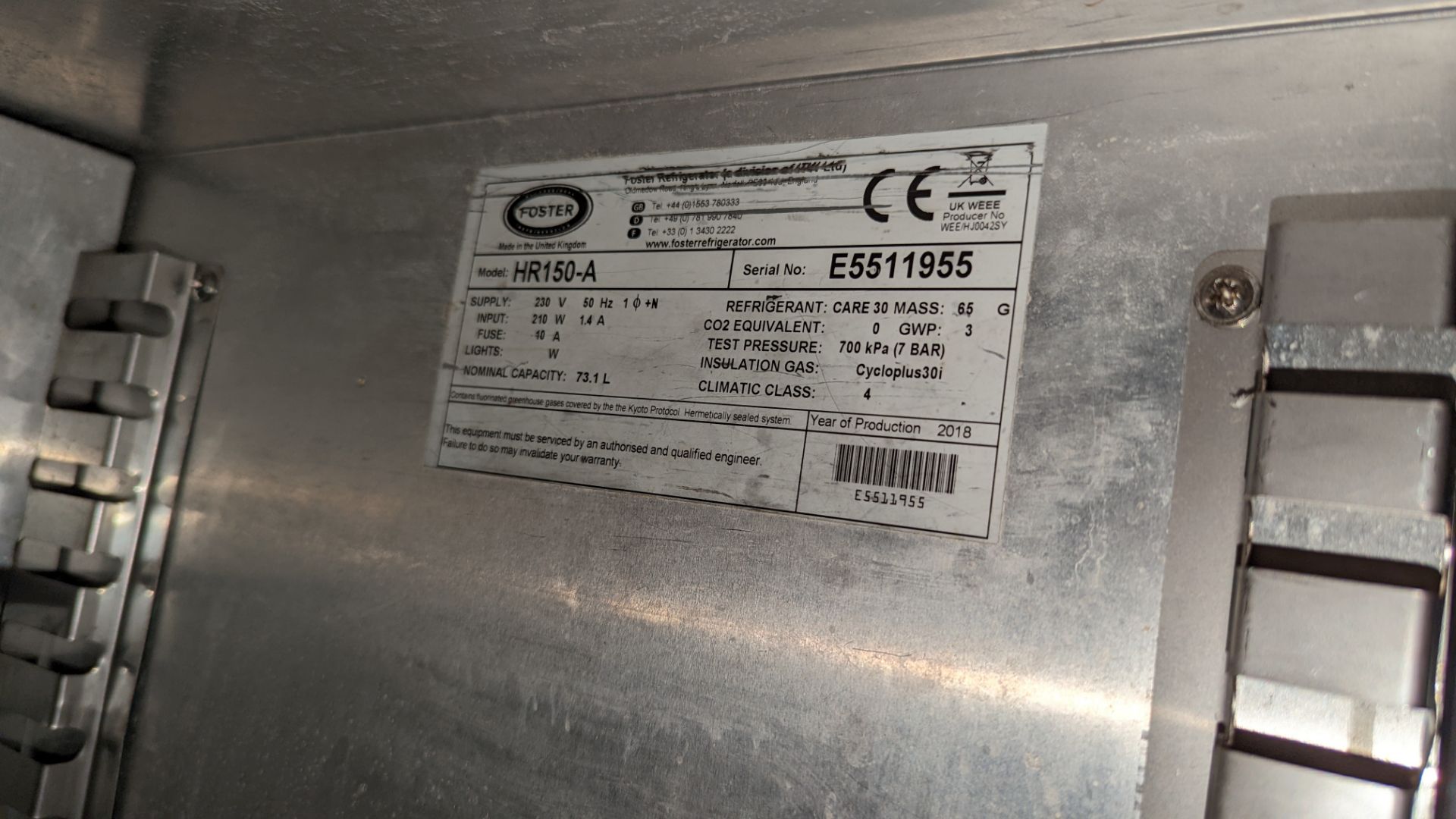 Foster stainless steel under counter fridge model HR150-A - Image 4 of 4