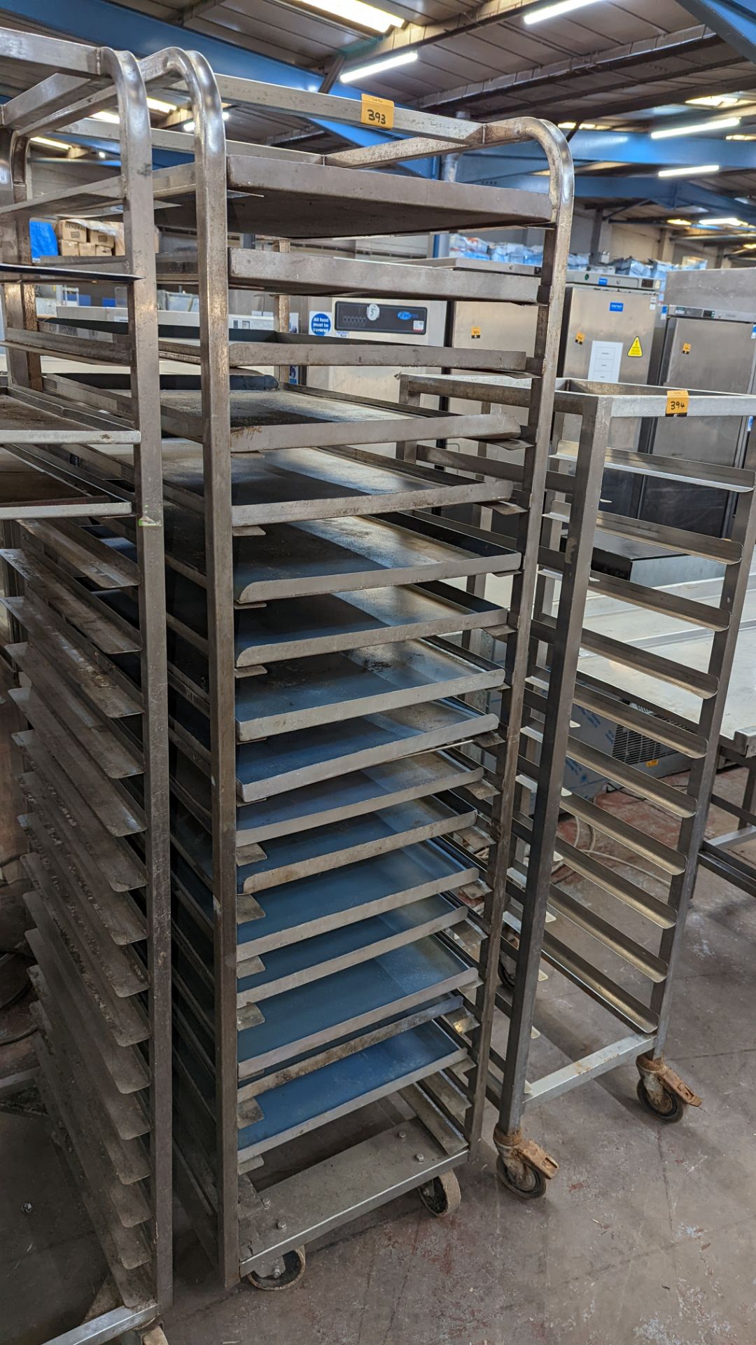 Tray holding trolley with 20 slots including 18 trays