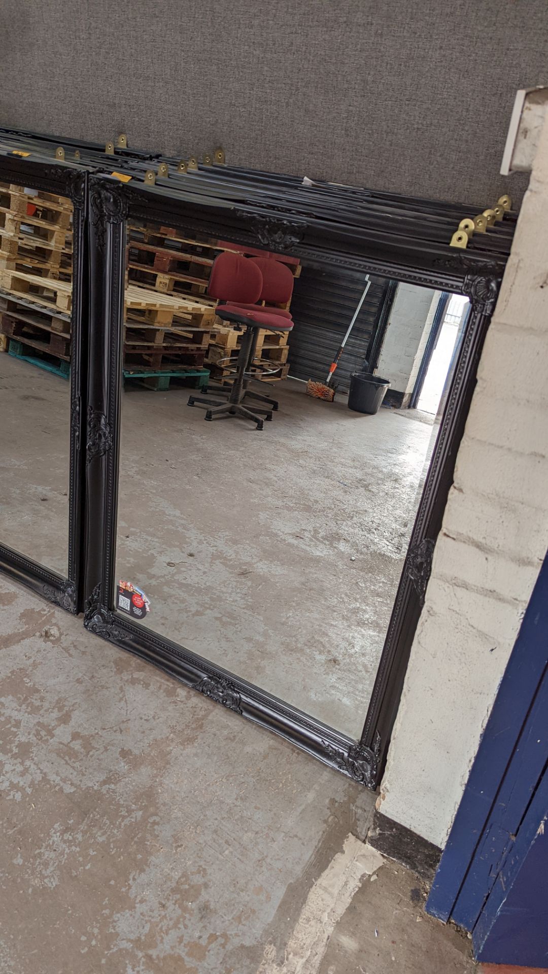 6 off large black framed mirrors, each with max. dimensions of approx. 87 x 114cm - Image 4 of 5