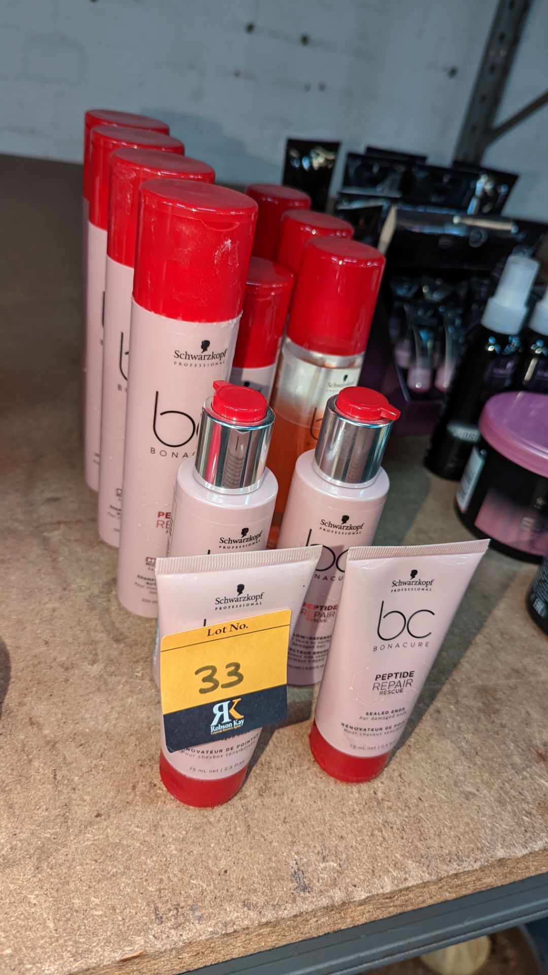 14 assorted bottles & tubes of Schwarzkopf BC Bonacure peptide repair products