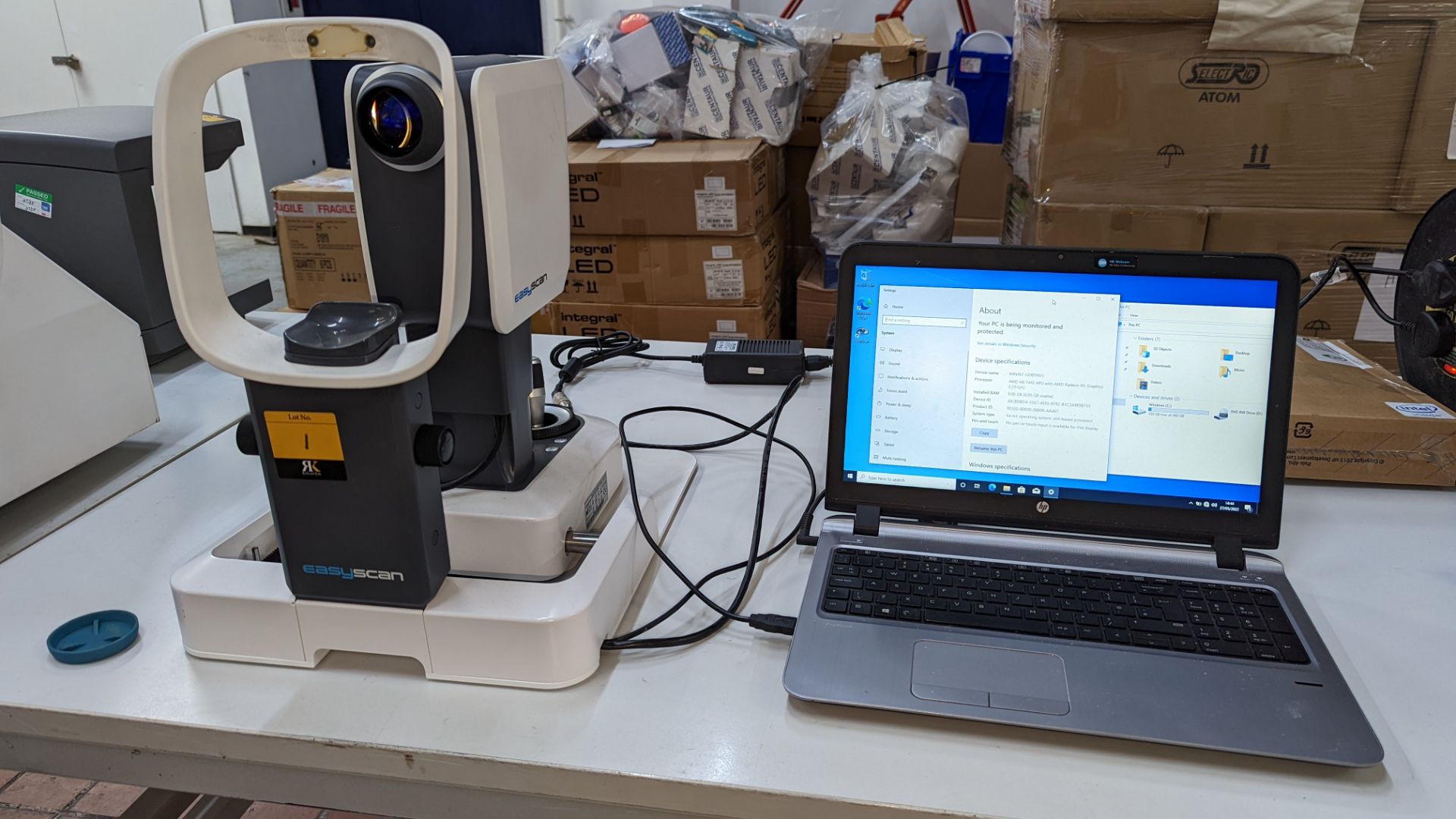 EasyScan digital retinal imaging scanner, including HP laptop computer and Topcon ATE-600 motorized - Image 2 of 42