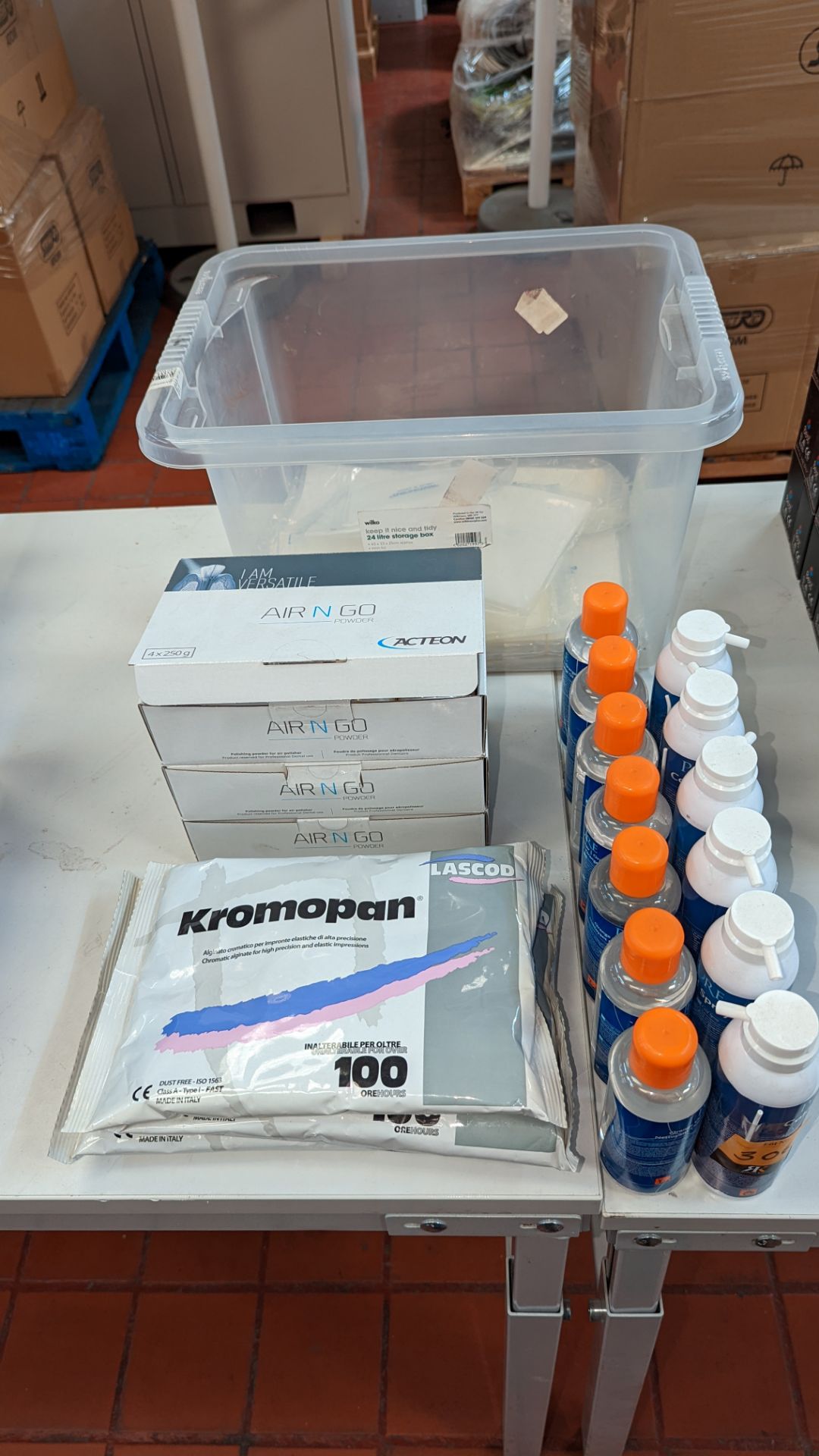 Mixed lot of consumables comprising bottles of orange oil cleaner, cold spray, chromatic alginate, W - Image 2 of 10