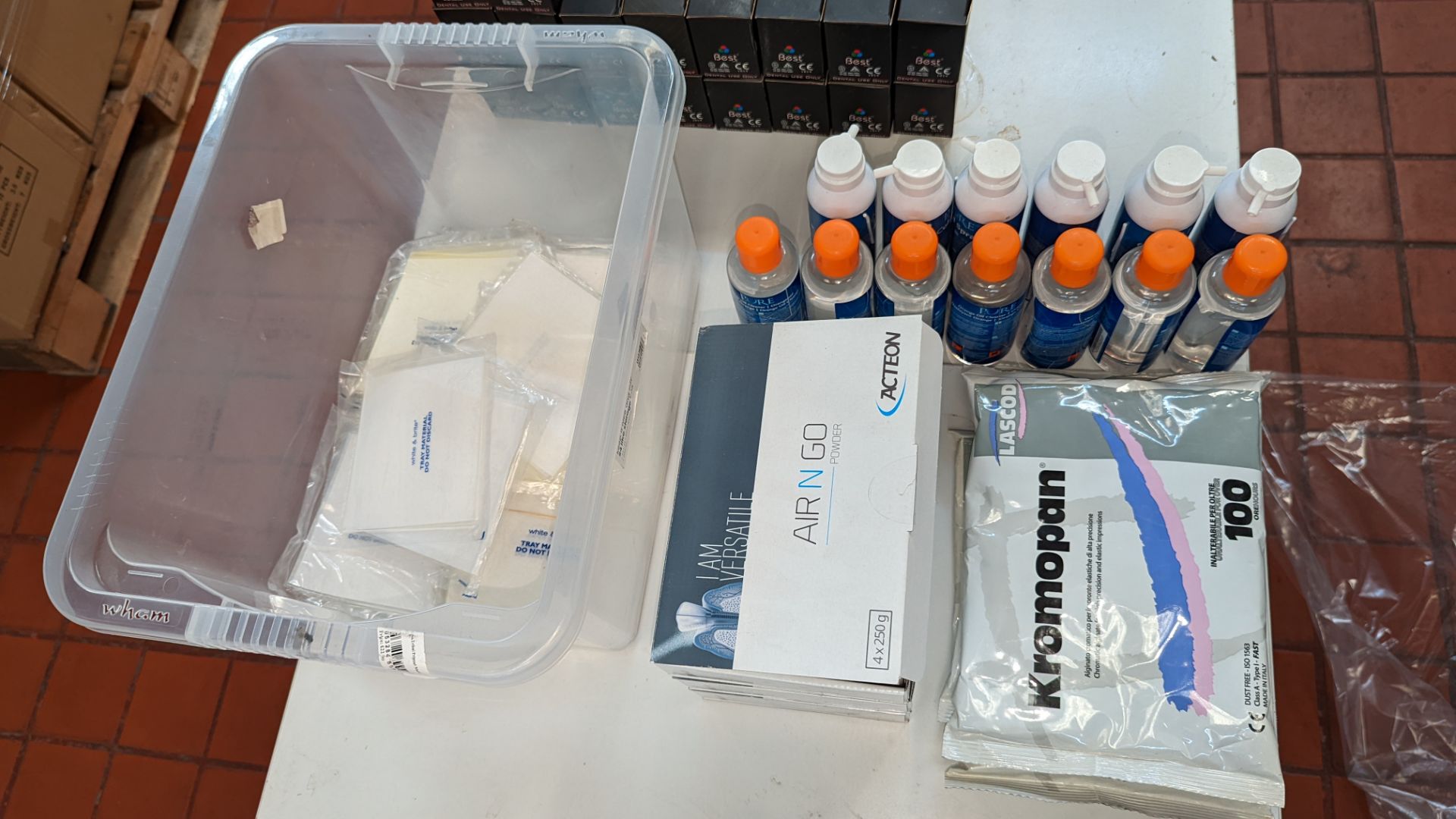 Mixed lot of consumables comprising bottles of orange oil cleaner, cold spray, chromatic alginate, W - Image 10 of 10