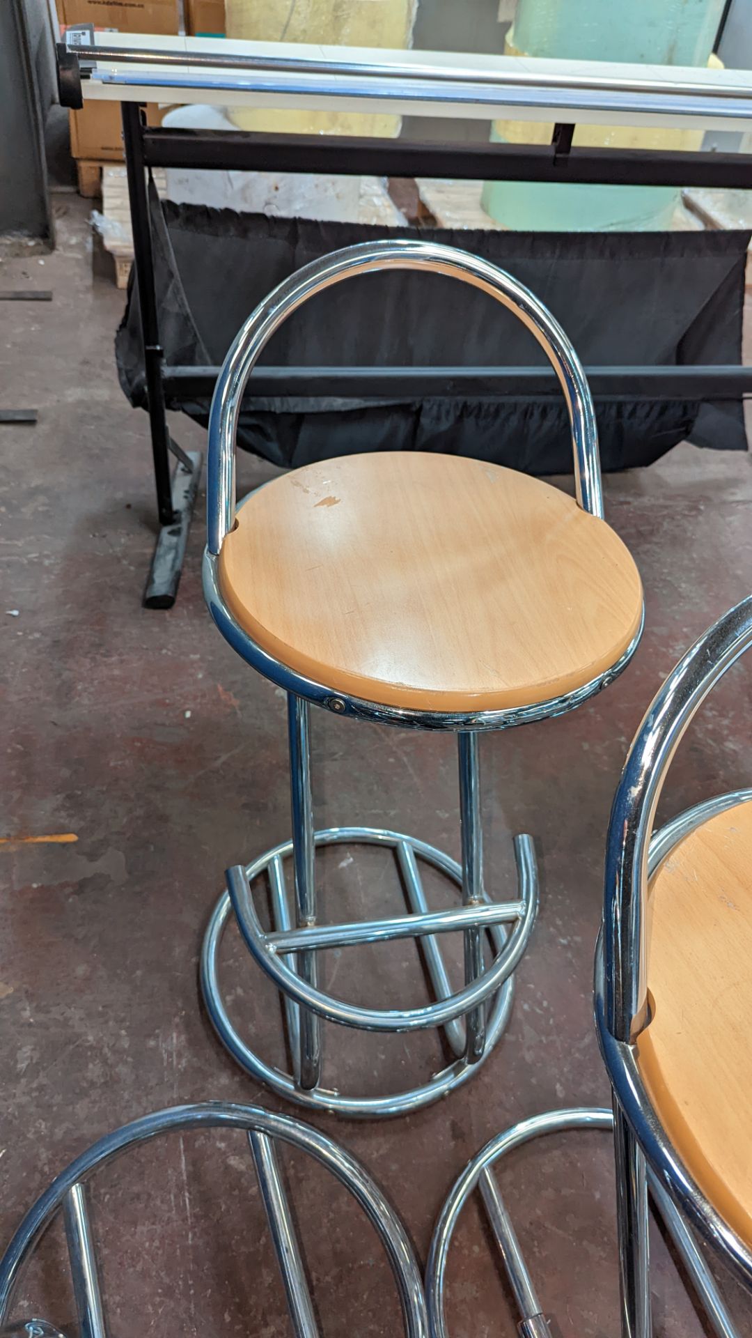 3 off matching chrome & wooden stools - Image 5 of 5