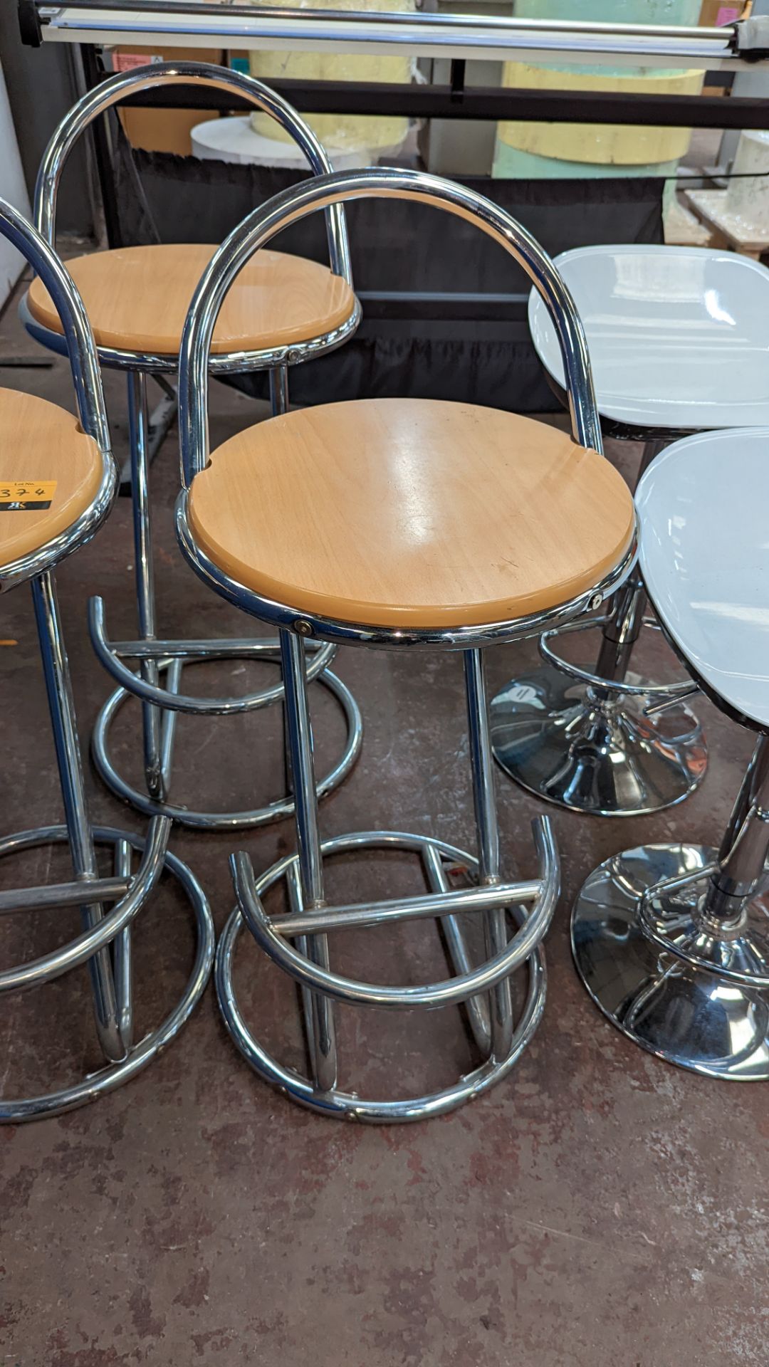 3 off matching chrome & wooden stools - Image 4 of 5