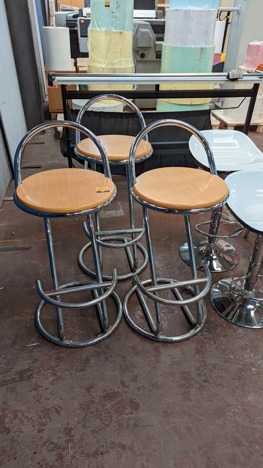 3 off matching chrome & wooden stools