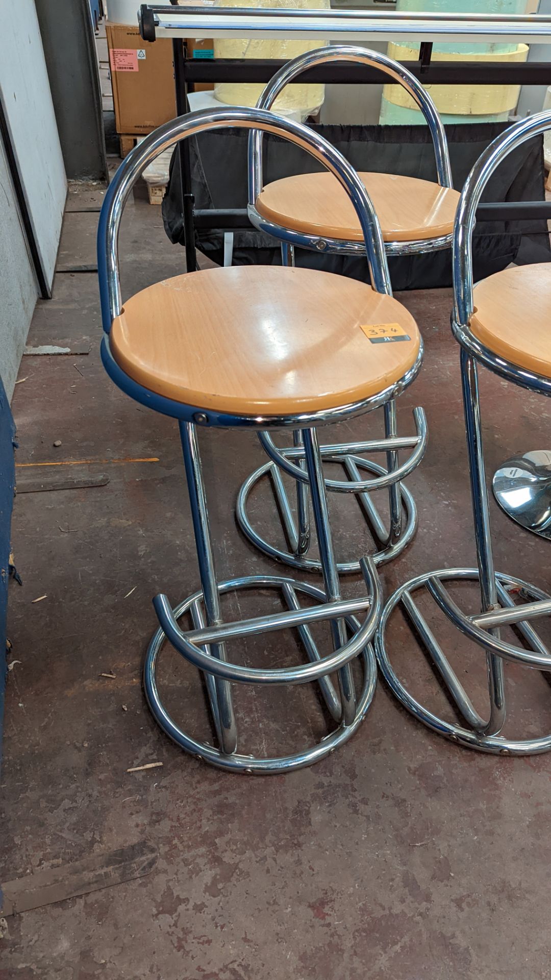 3 off matching chrome & wooden stools - Image 3 of 5