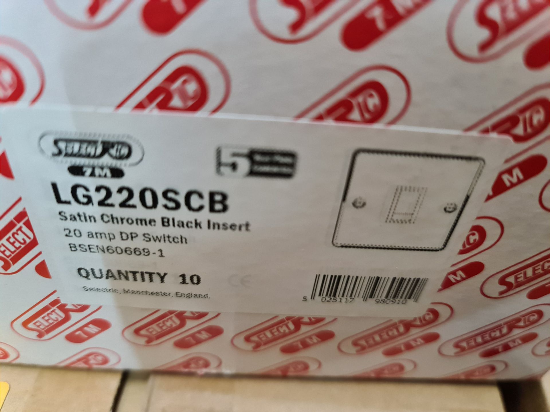 50 off (1 carton) Selectric 7M model LG220SCB satin chrome 20amp DP switches - black insert