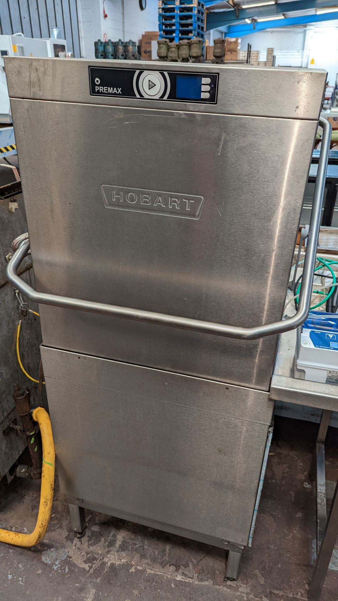 Hobart Premax stainless steel pass through commercial dishwasher including stainless steel feeder ta - Image 9 of 14